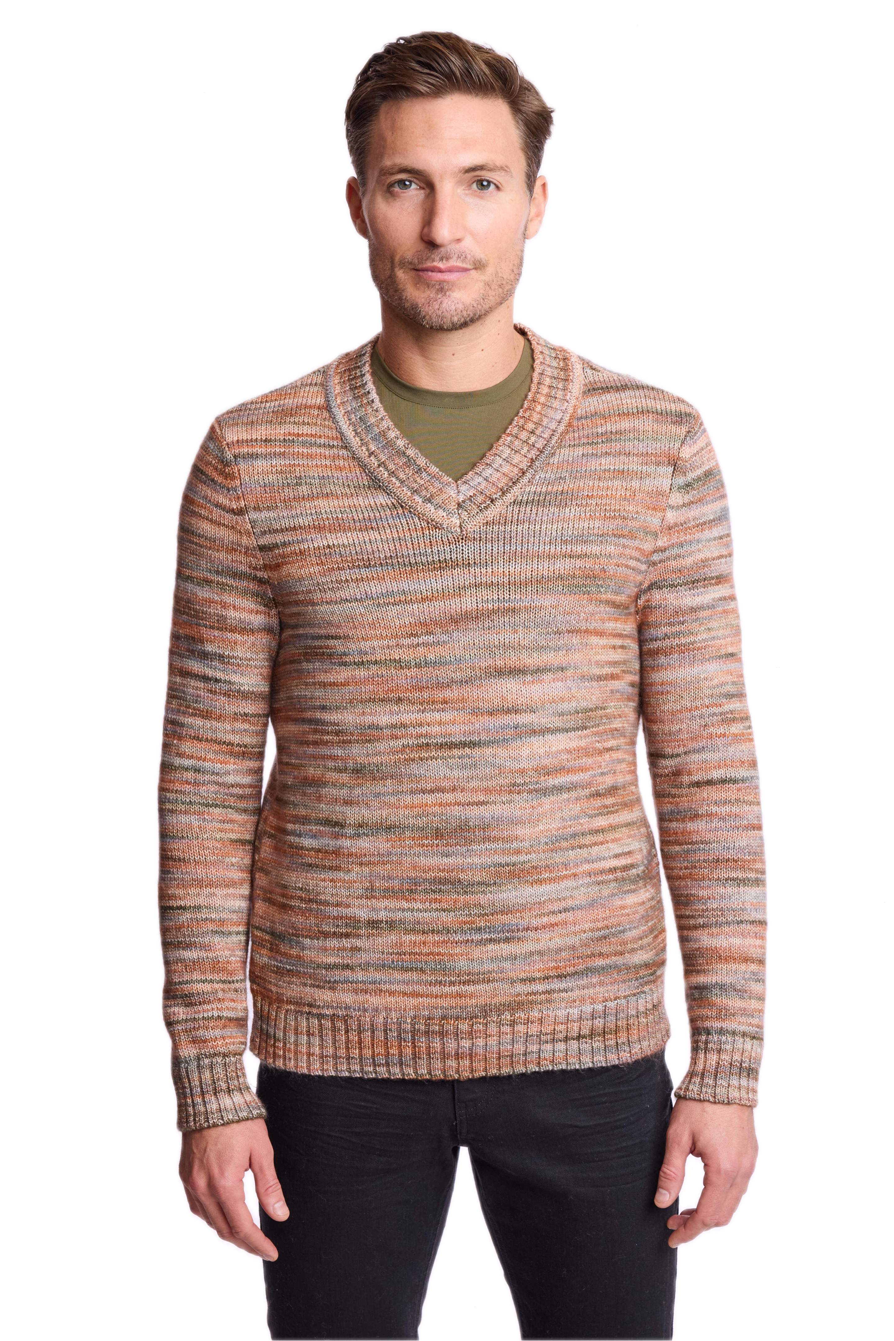 V-Neck Sweater - Sage Tan Multi