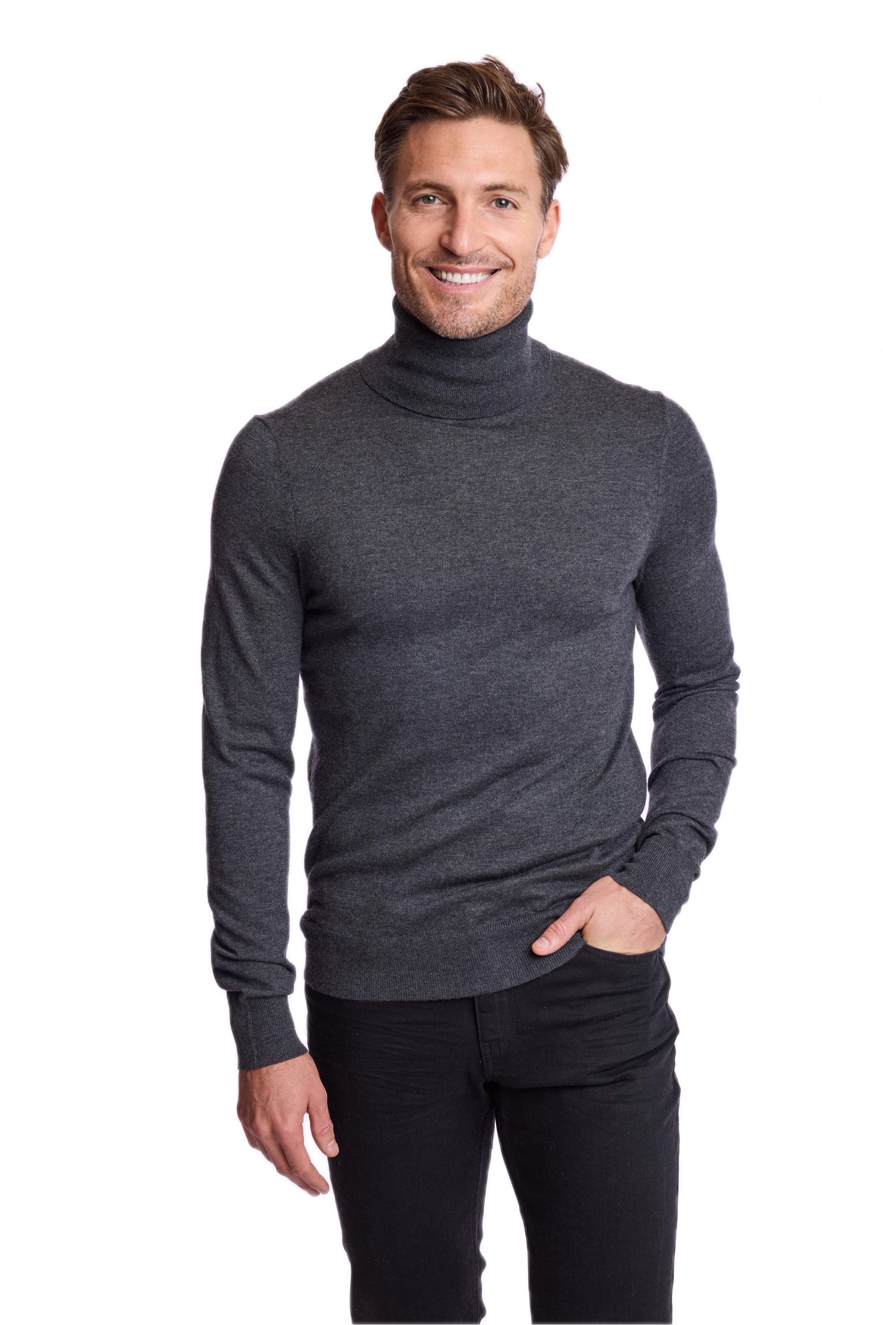 Luxe Fine Gauge Turtleneck - Charcoal