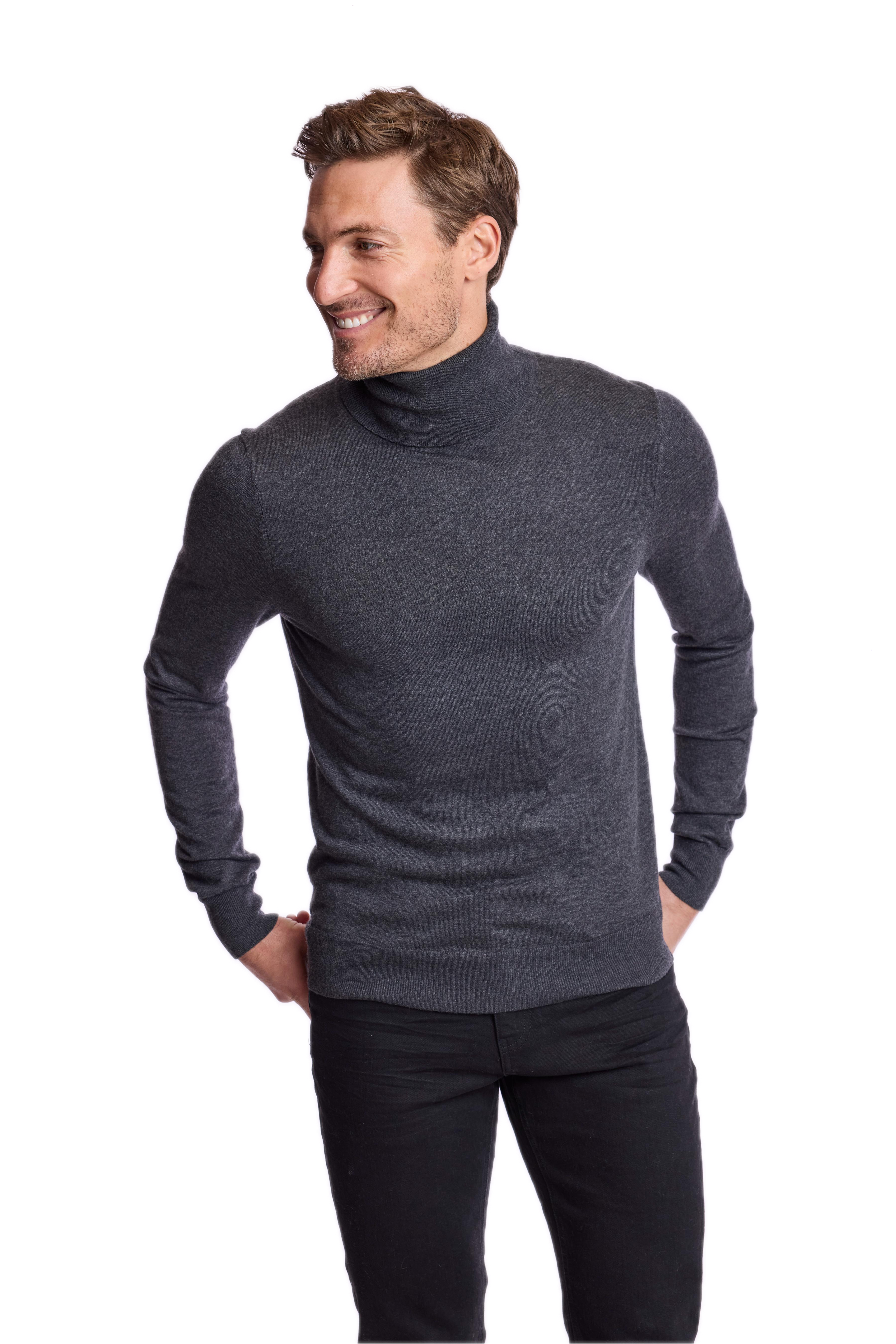 Luxe Fine Gauge Turtleneck - Charcoal