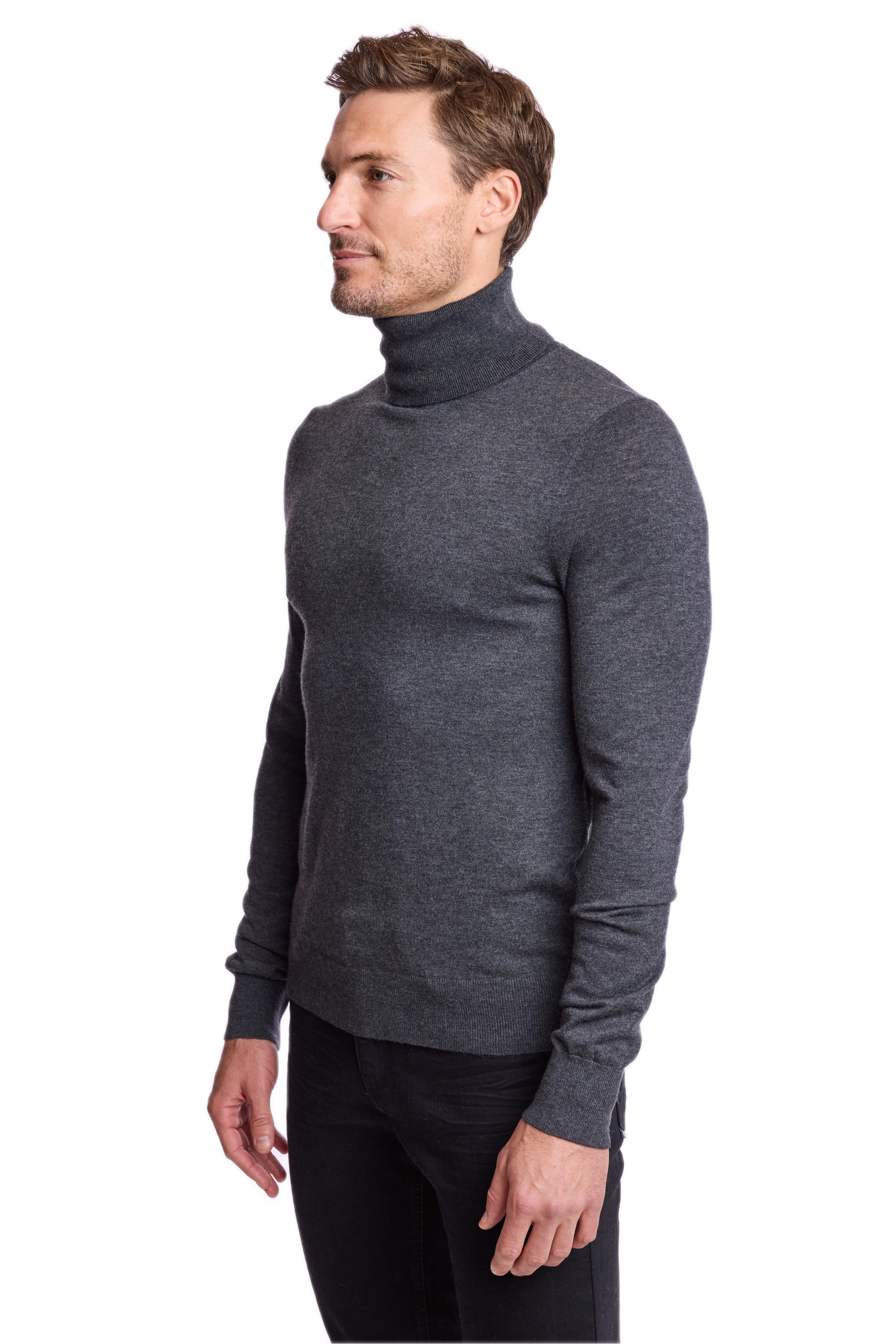 Luxe Fine Gauge Turtleneck - Charcoal