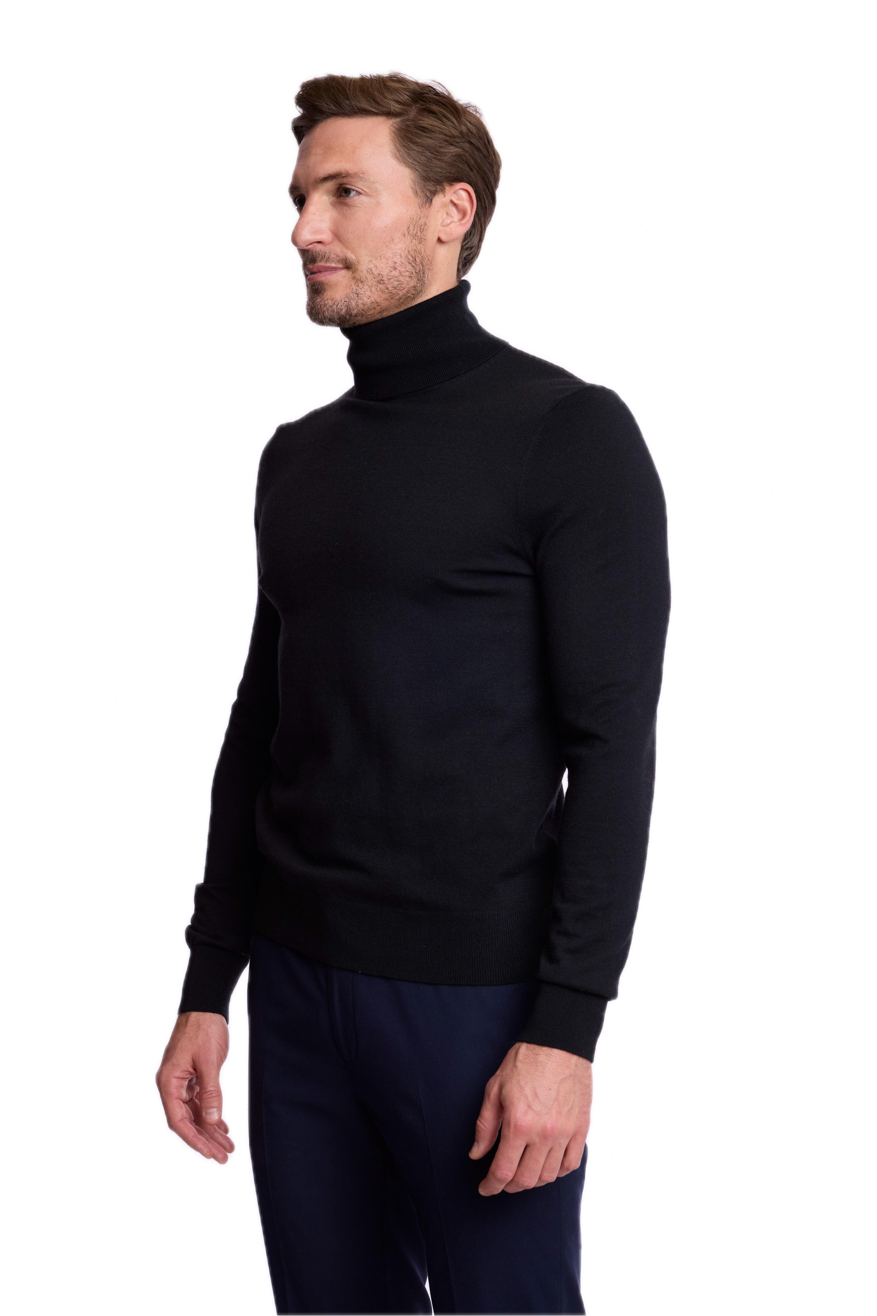 Luxe Fine Gauge Turtleneck - Black Nightfall