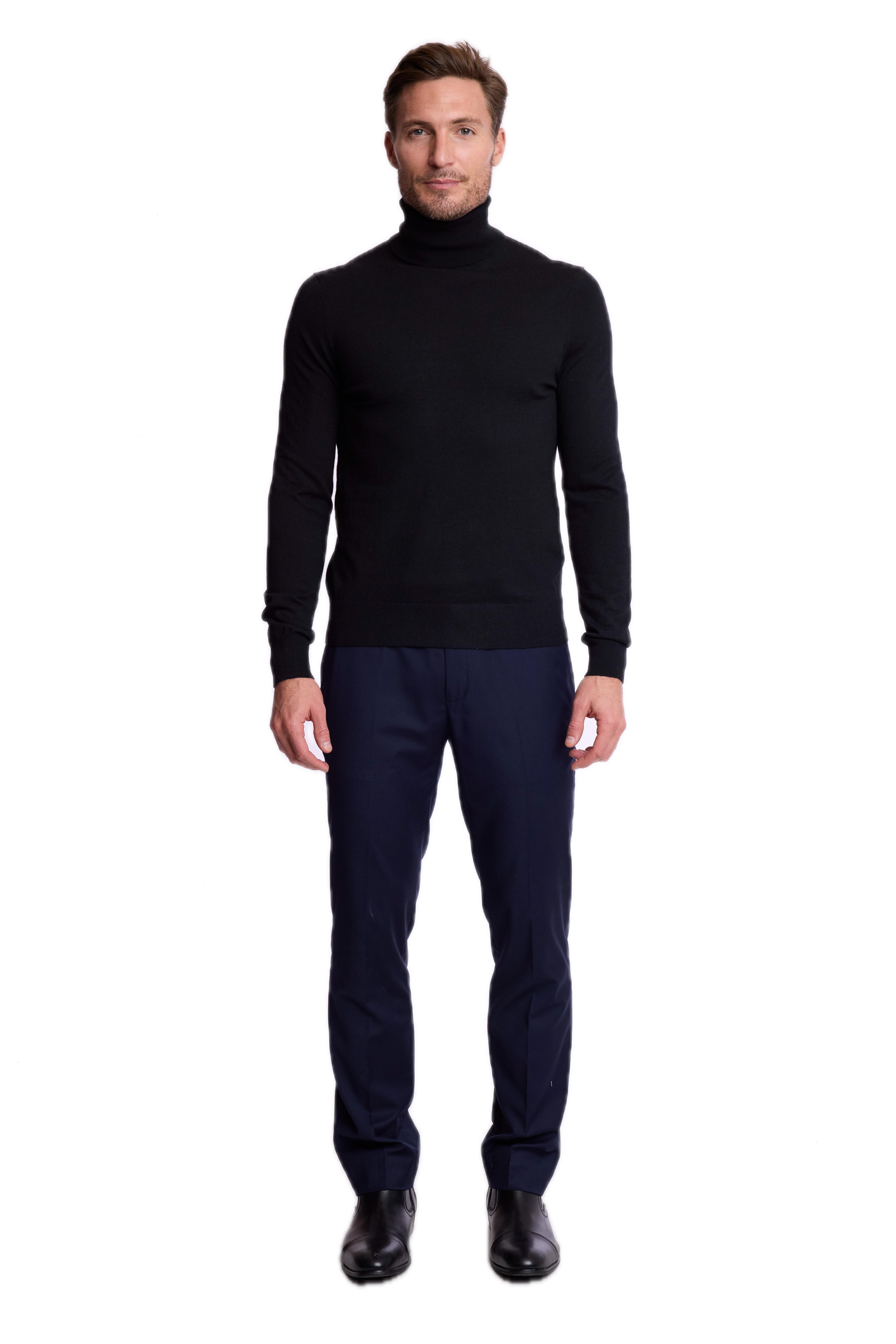 Luxe Fine Gauge Turtleneck - Black Nightfall