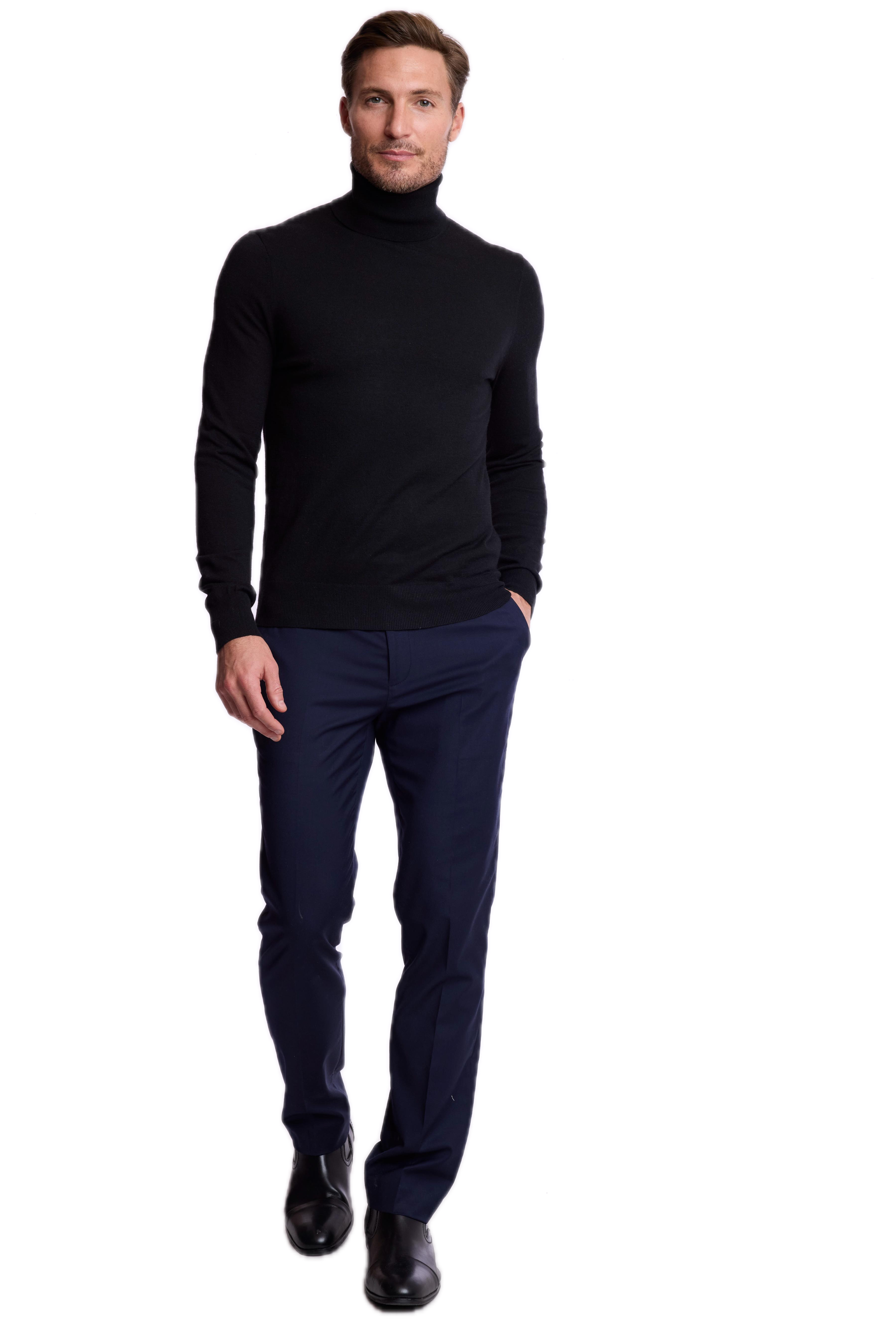 Luxe Fine Gauge Turtleneck - Black Nightfall