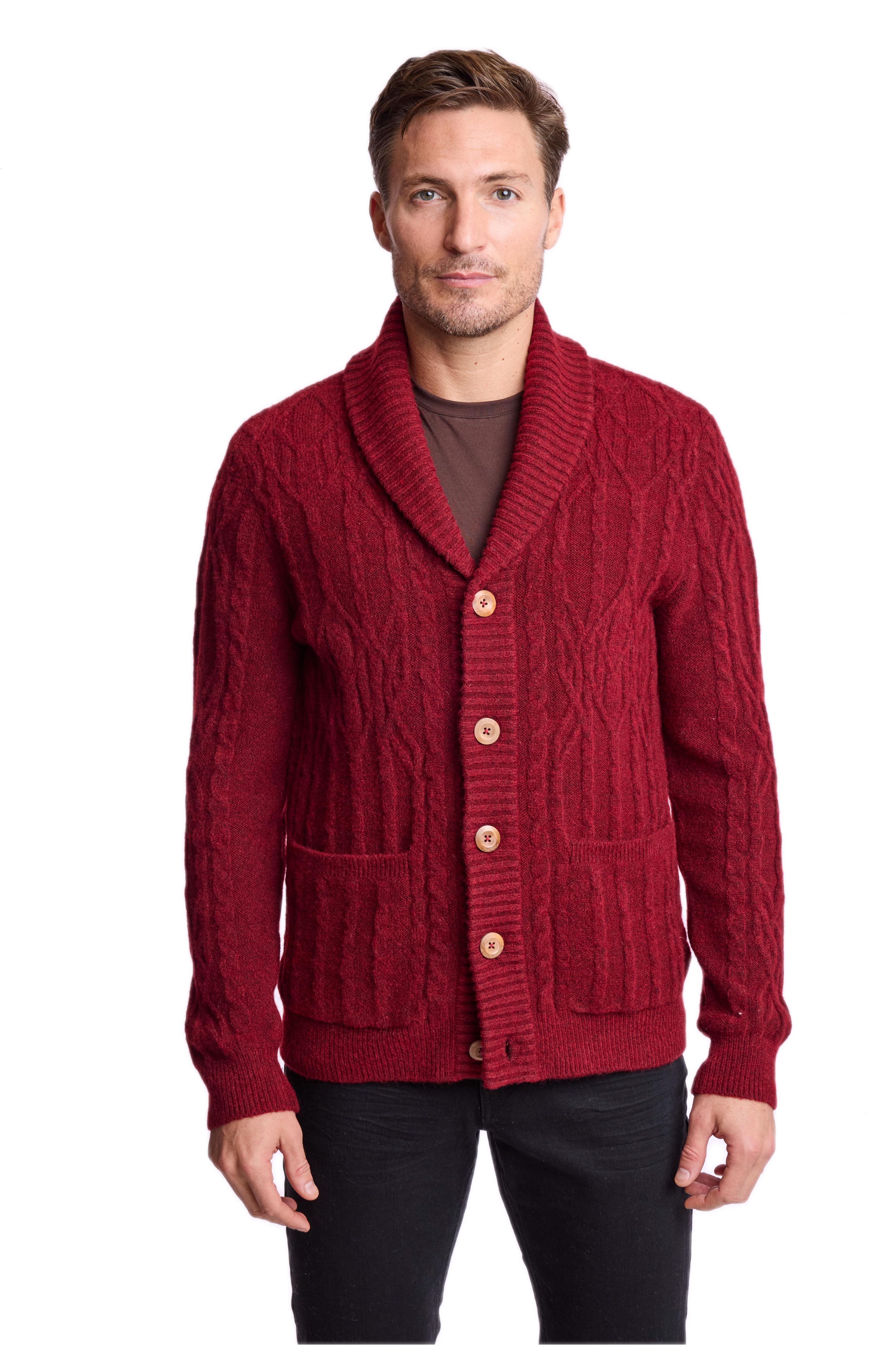 Shawl Collar Cardigan - Burgundy Bordeaux