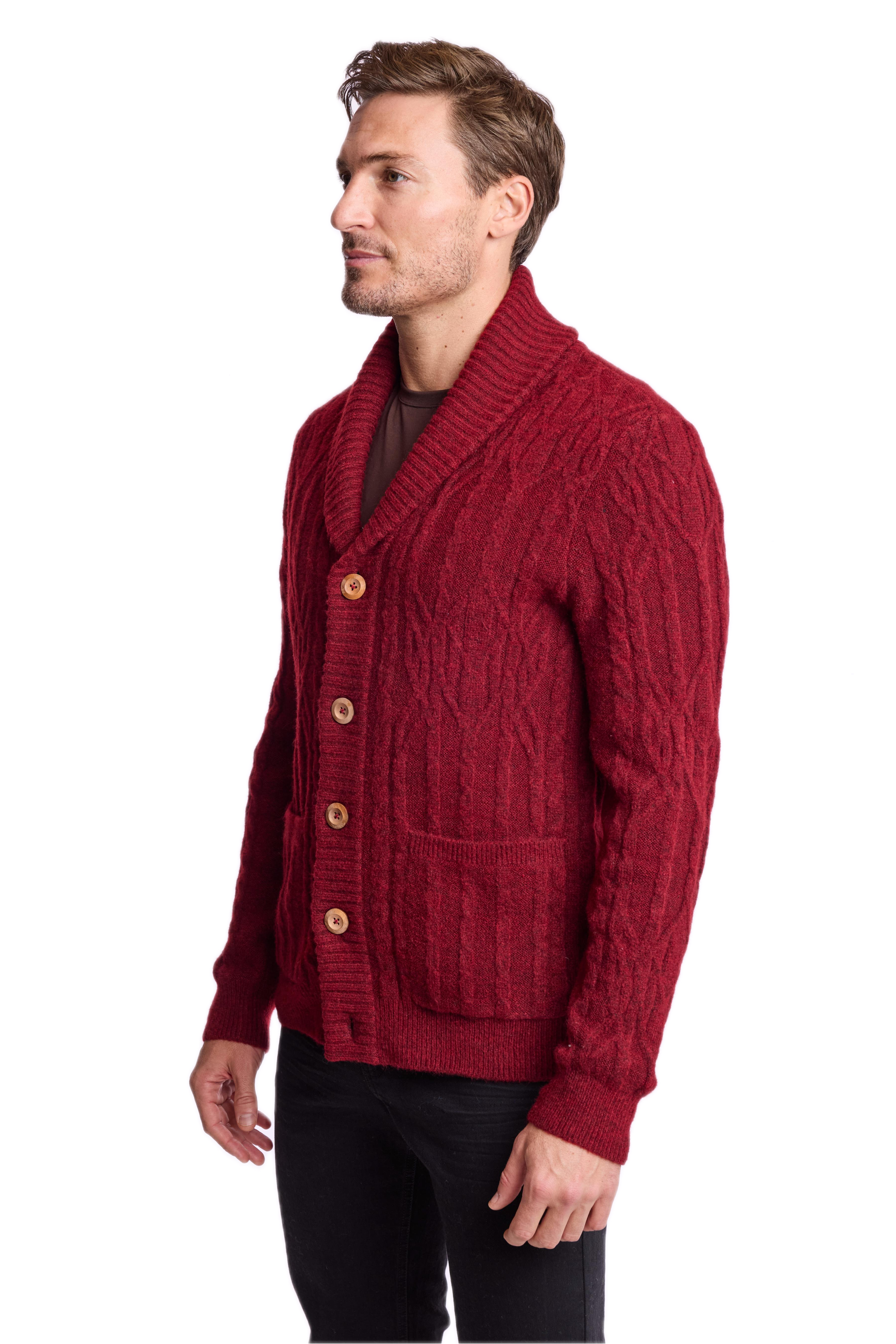 Shawl Collar Cardigan - Burgundy Bordeaux