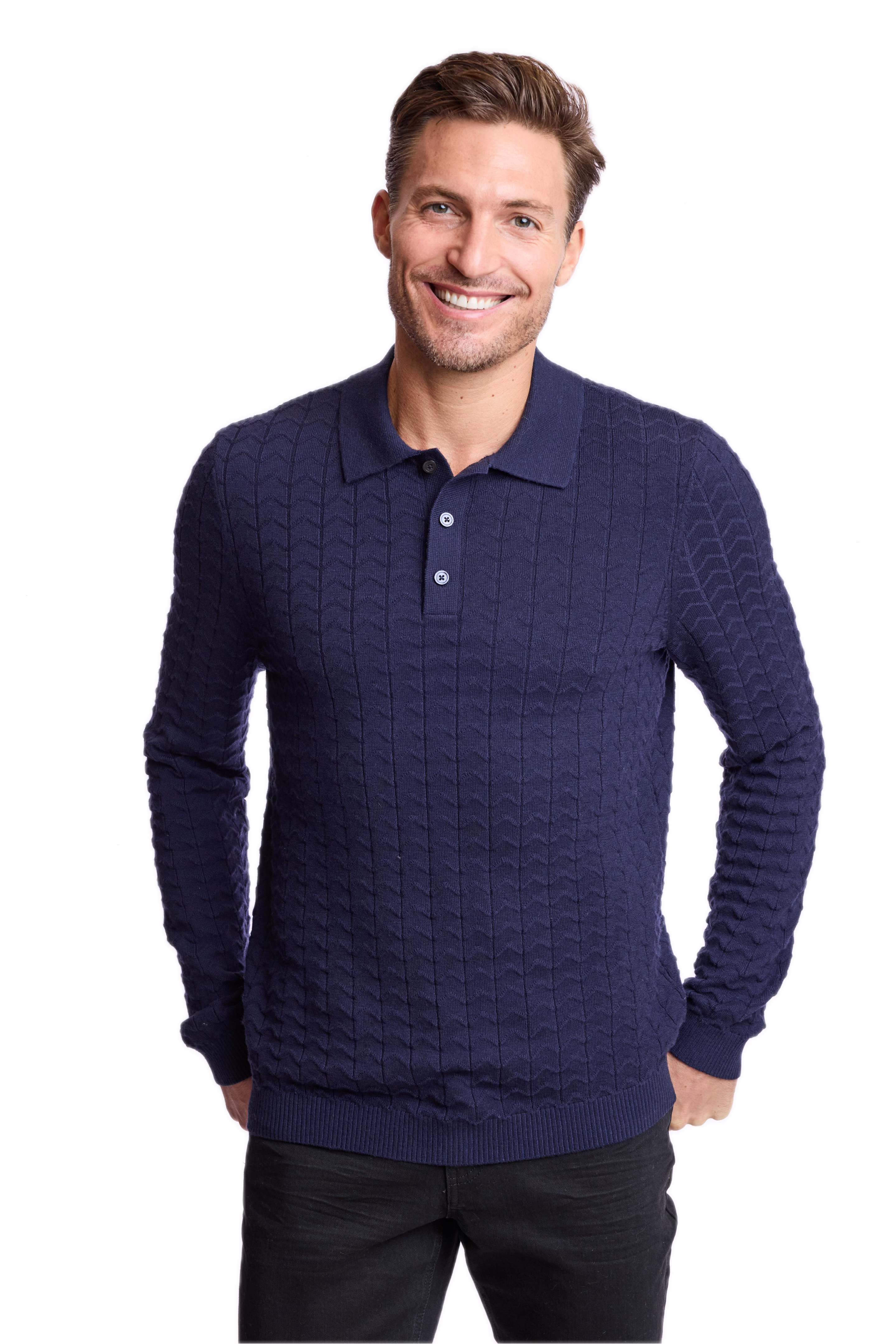 3 Button Polo - Marine Navy