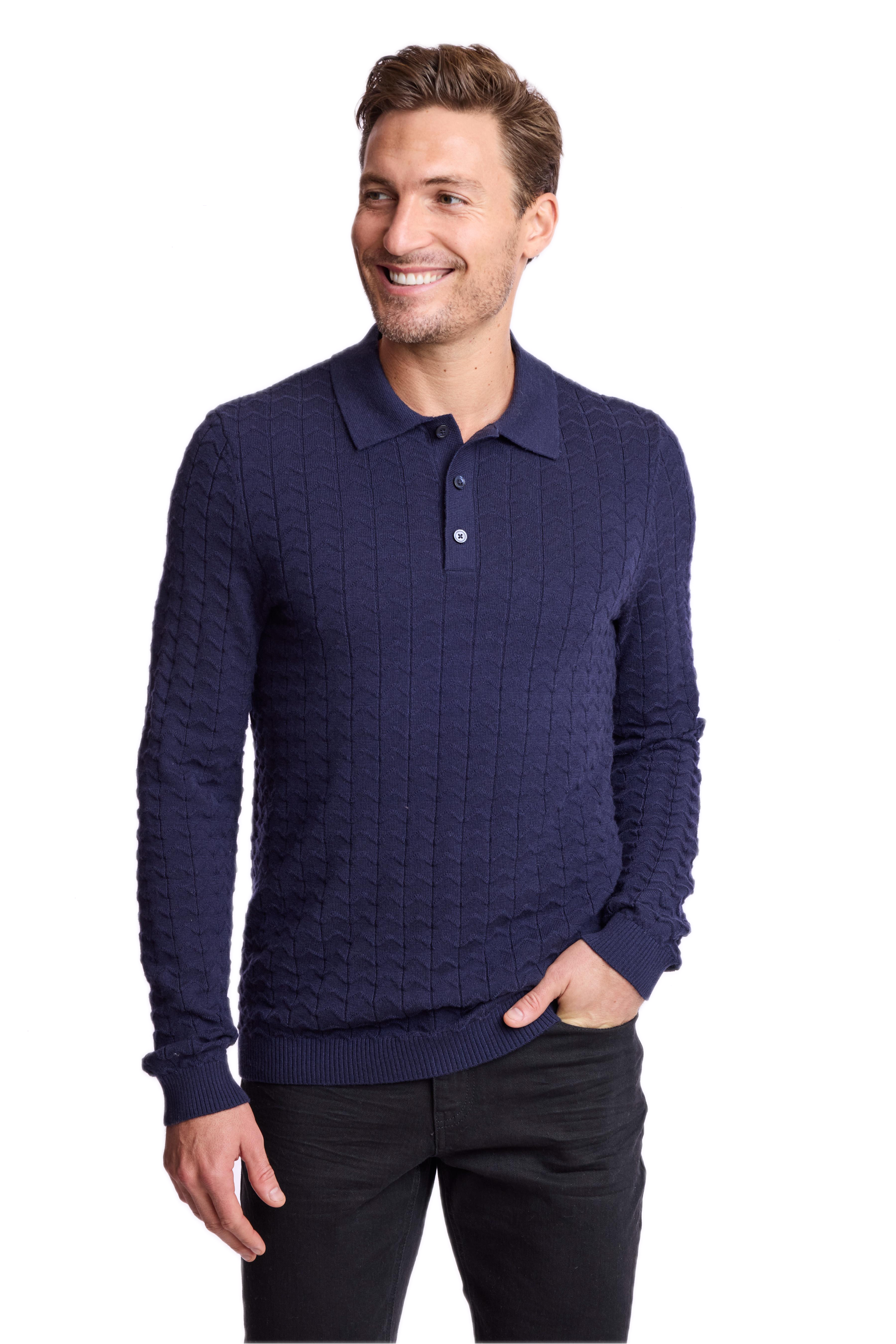 3 Button Polo - Marine Navy