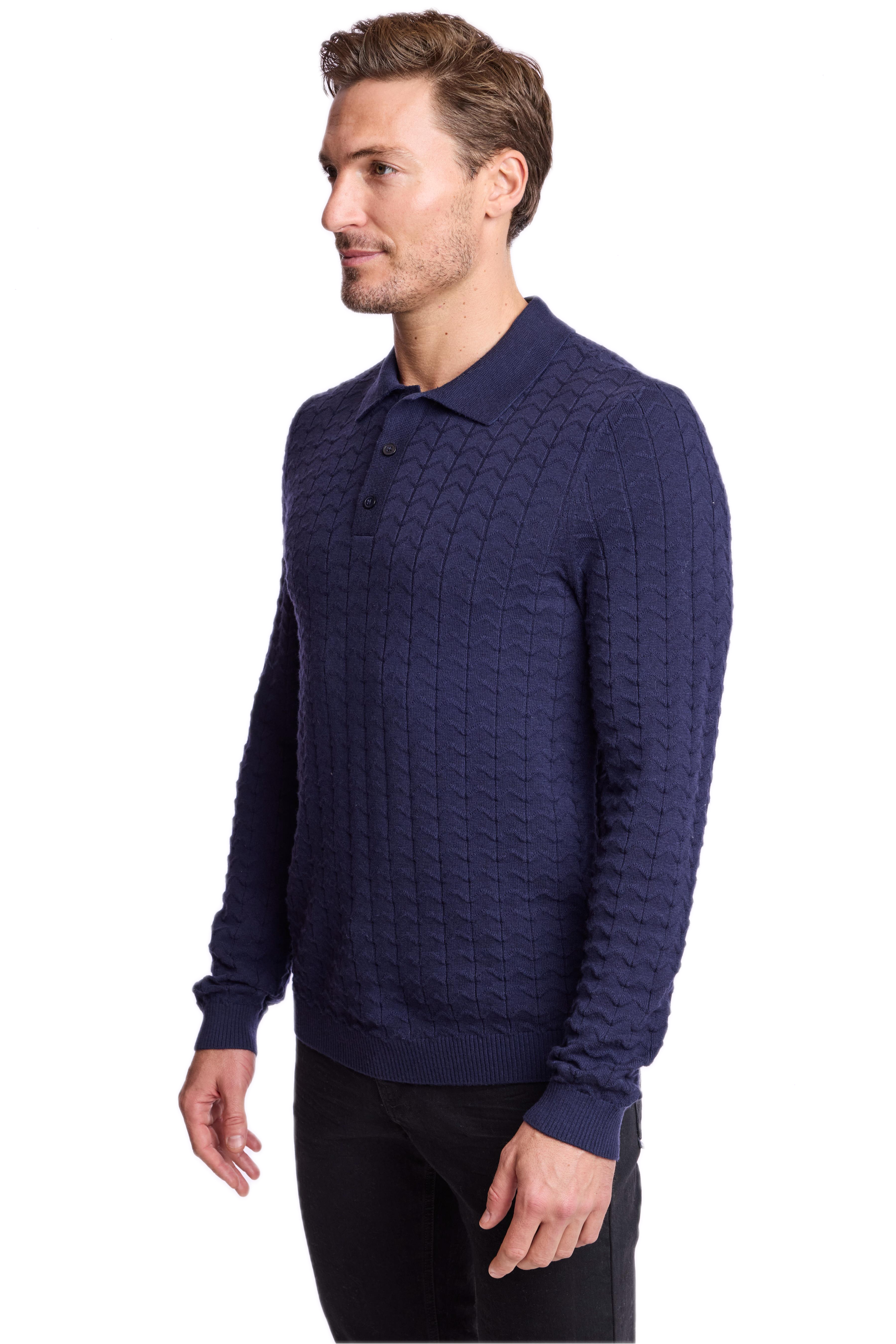 3 Button Polo - Marine Navy