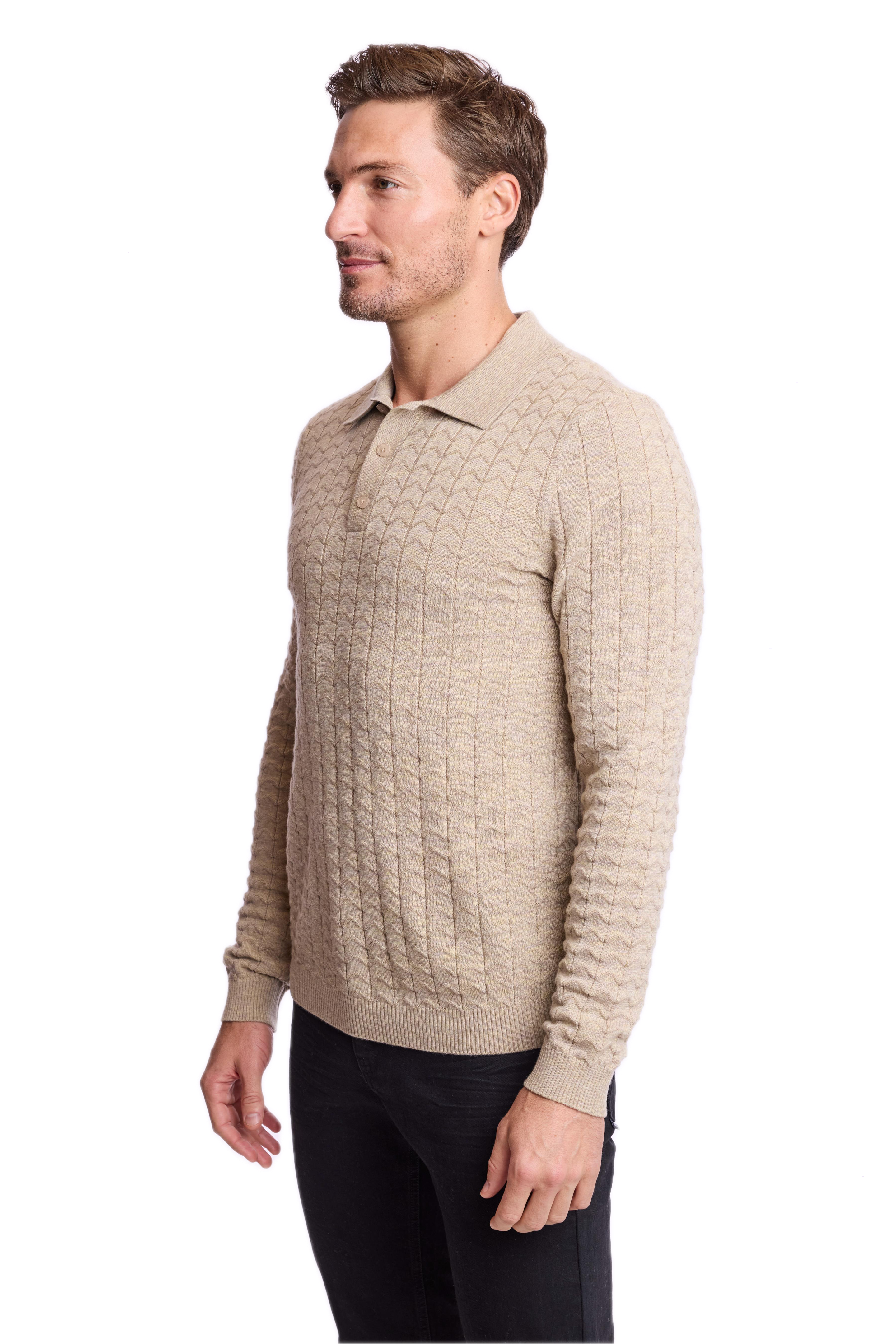 3 Button Polo - British Beige