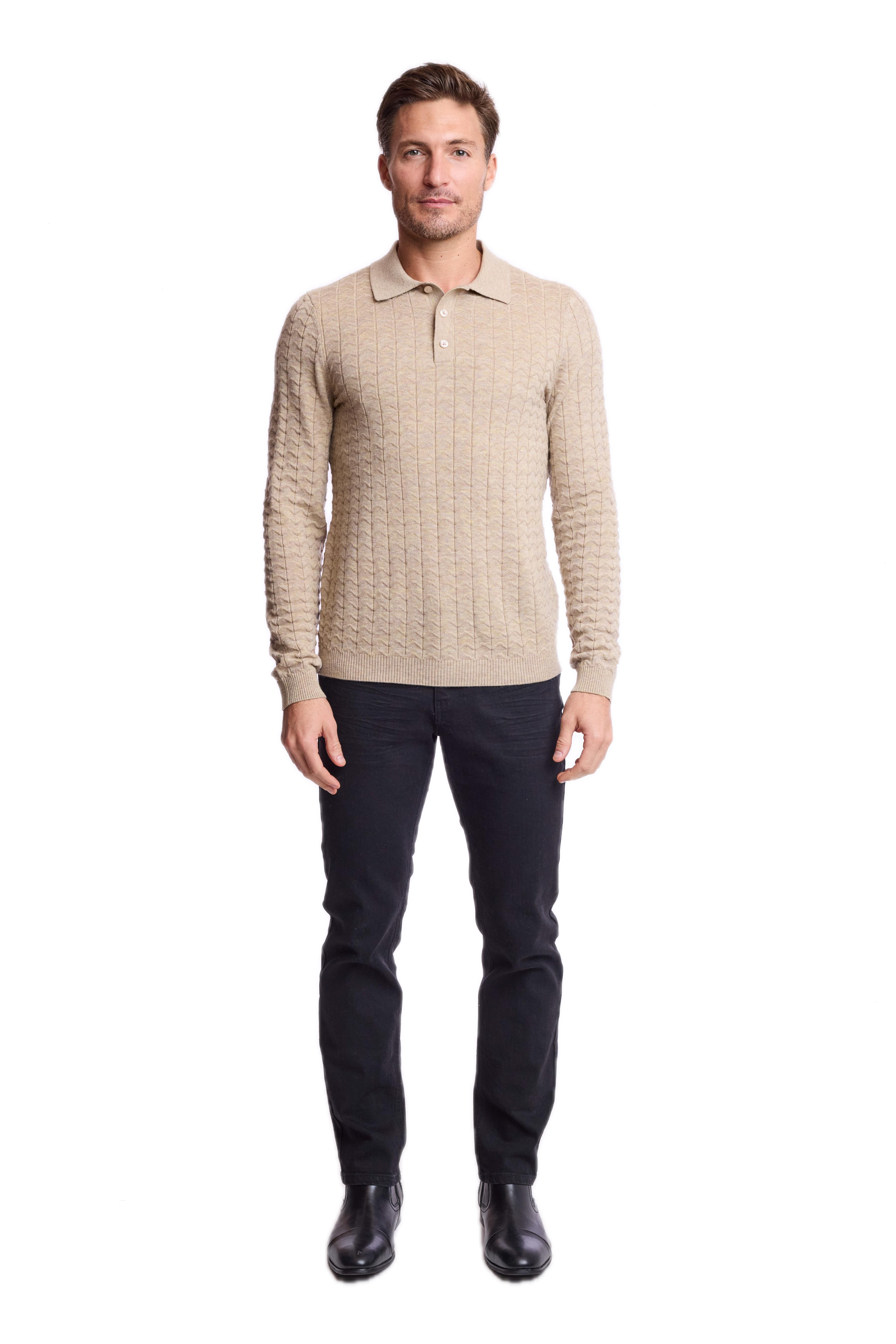 3 Button Polo - British Beige