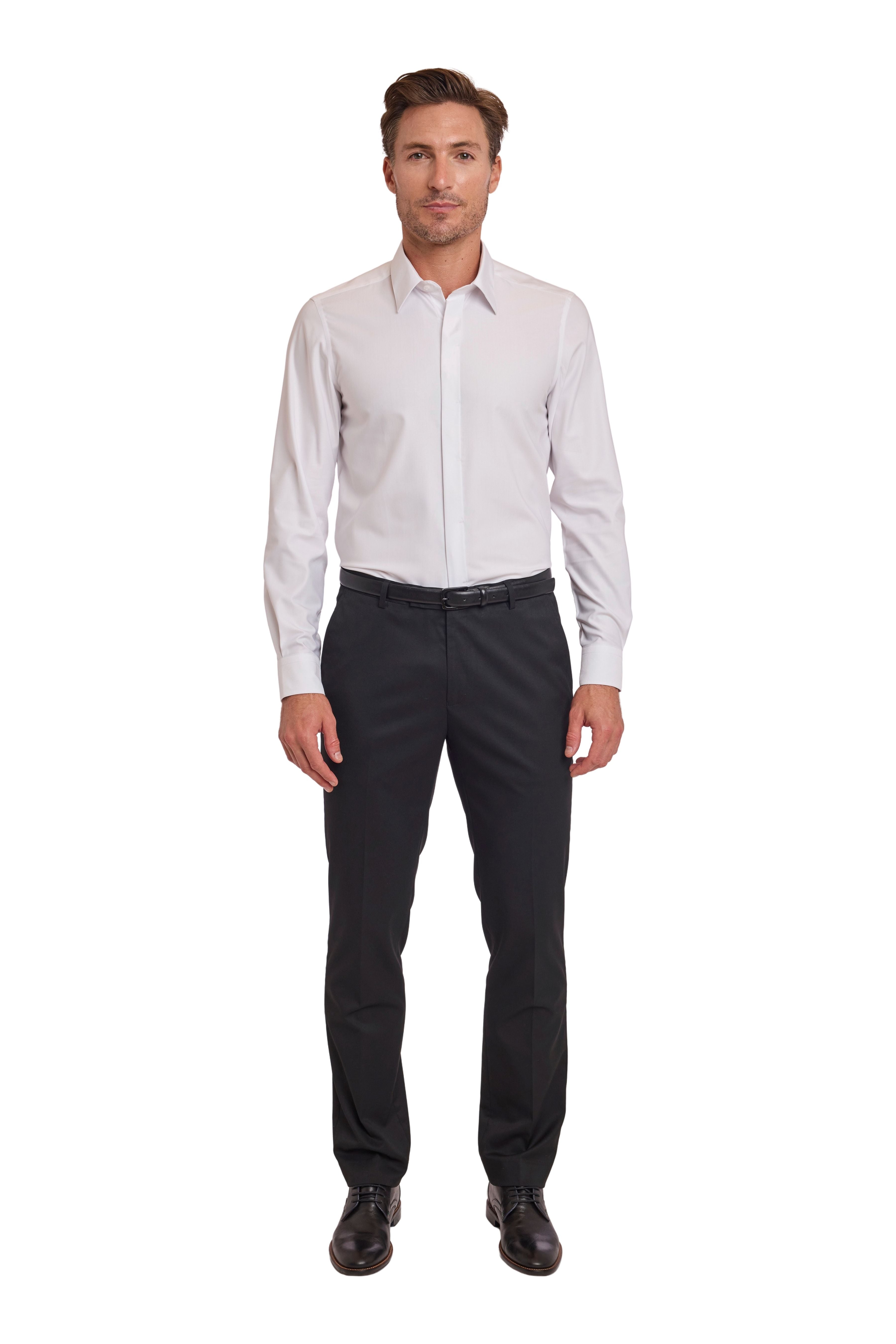 Finn Fly Front Dress Shirt - White