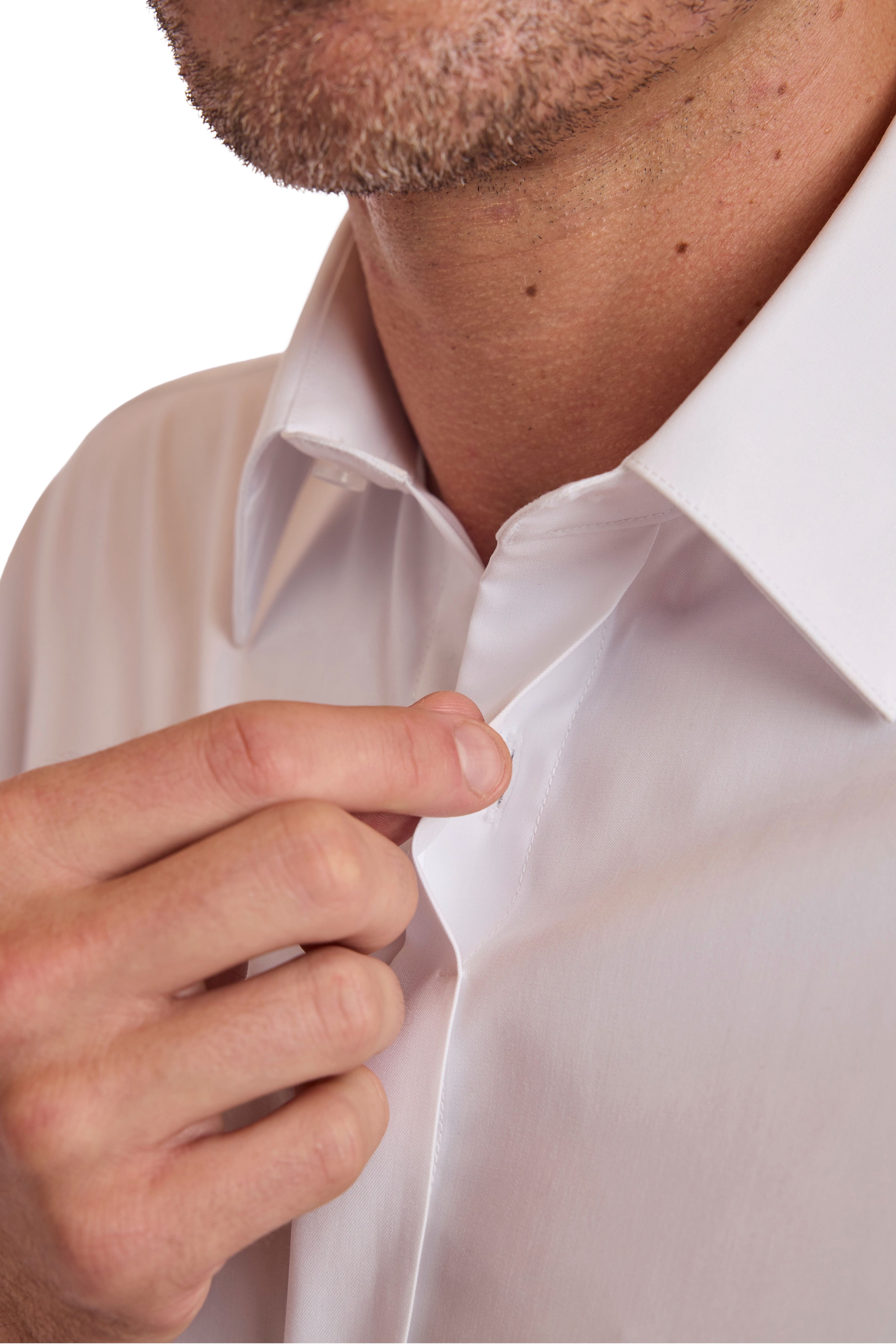 Finn Fly Front Dress Shirt - White