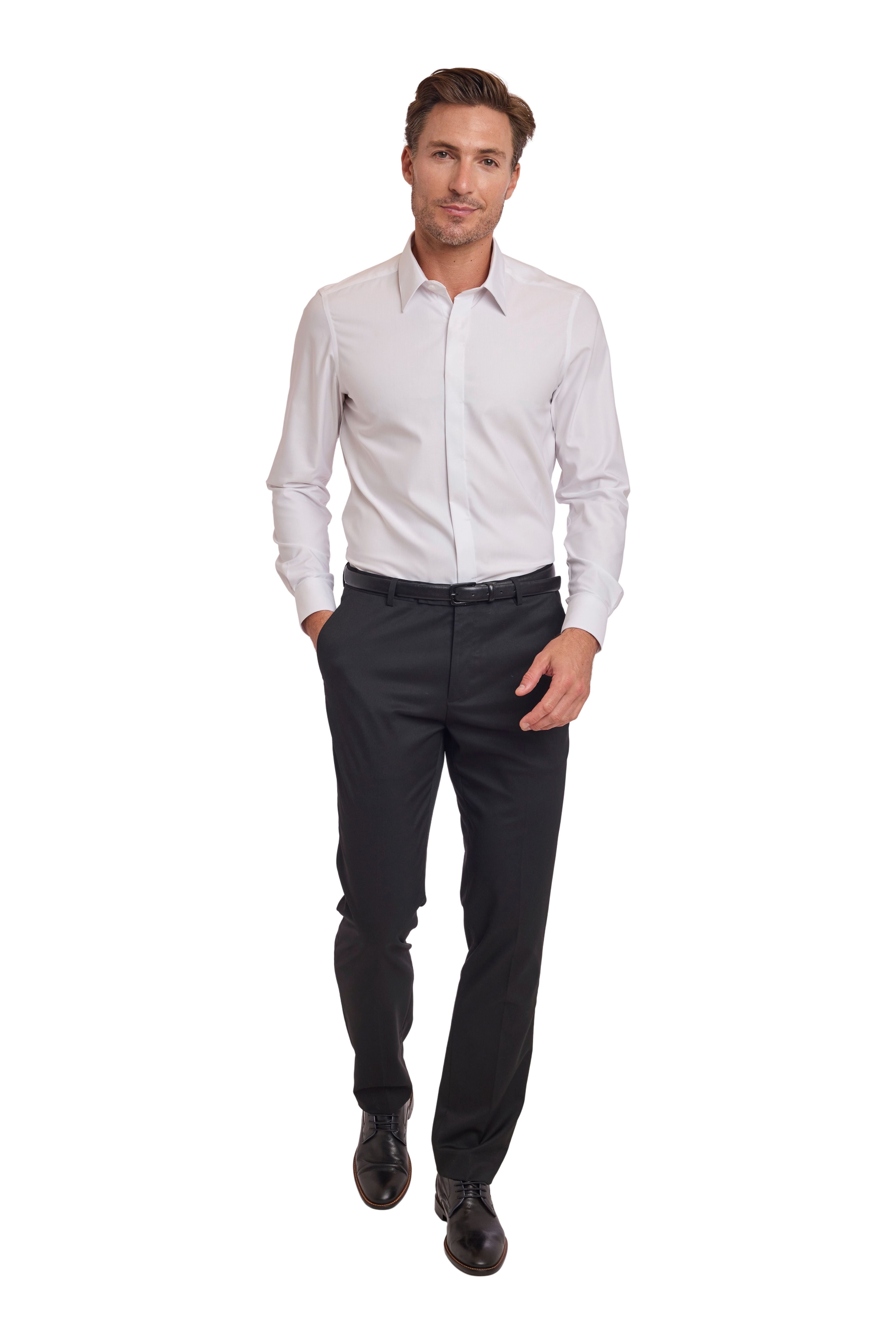 Finn Fly Front Dress Shirt - White