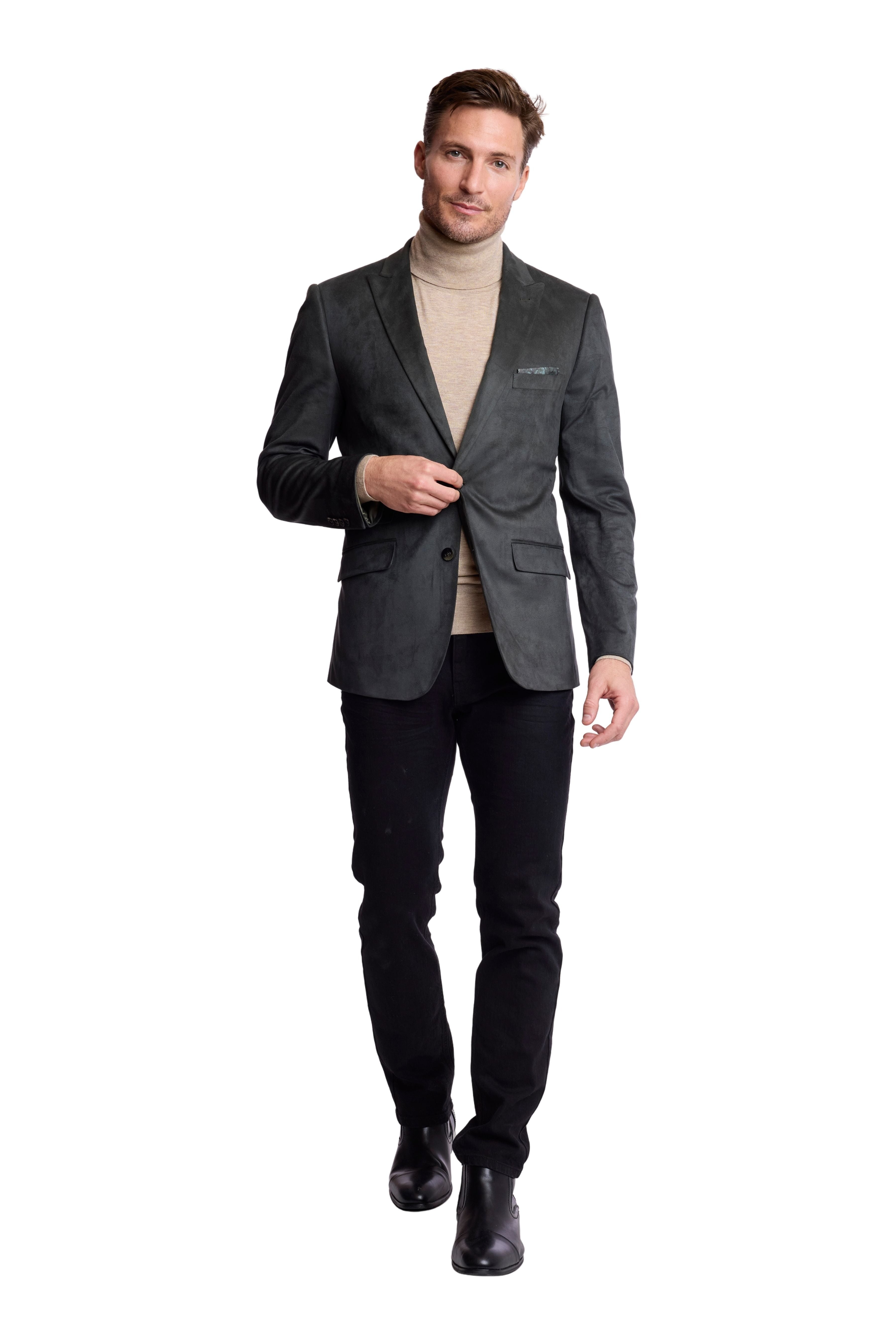 Ashton Peak Sportswear Blazer - Forest Green Microsuede
