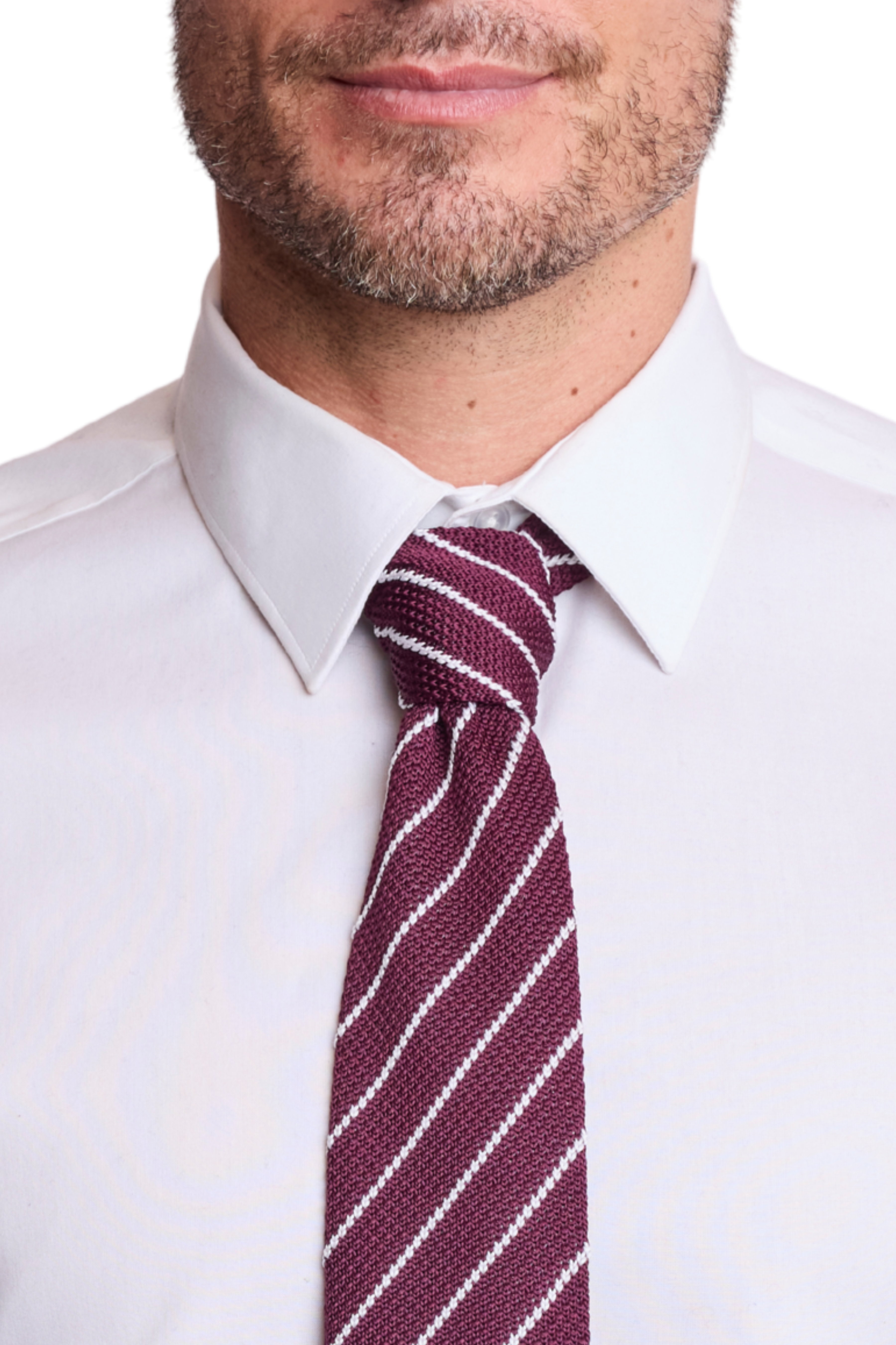 Stanley Striped Knit Tie - DK Burgundy Stripe