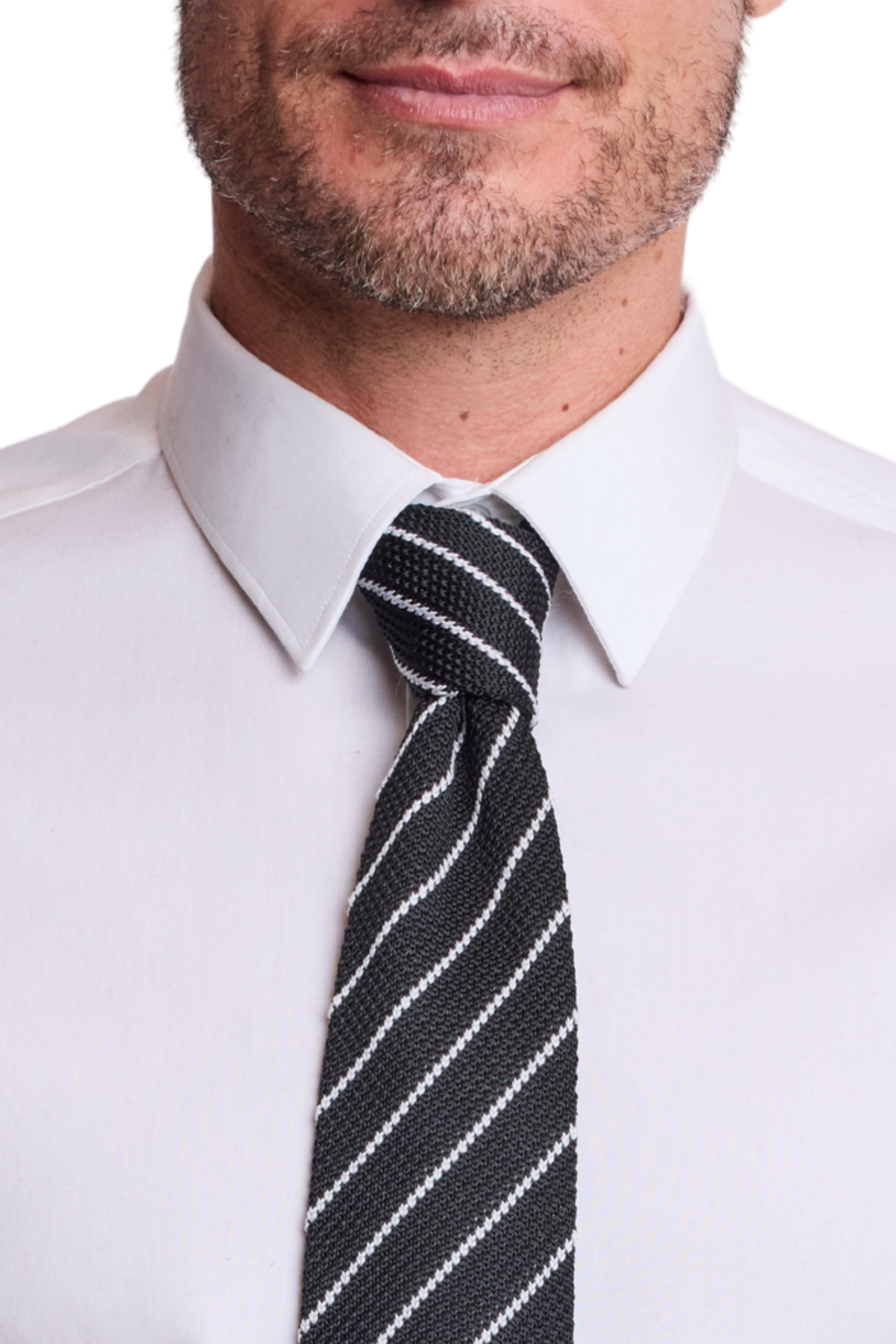Stanley Striped Knit Tie - DK Navy Stripe