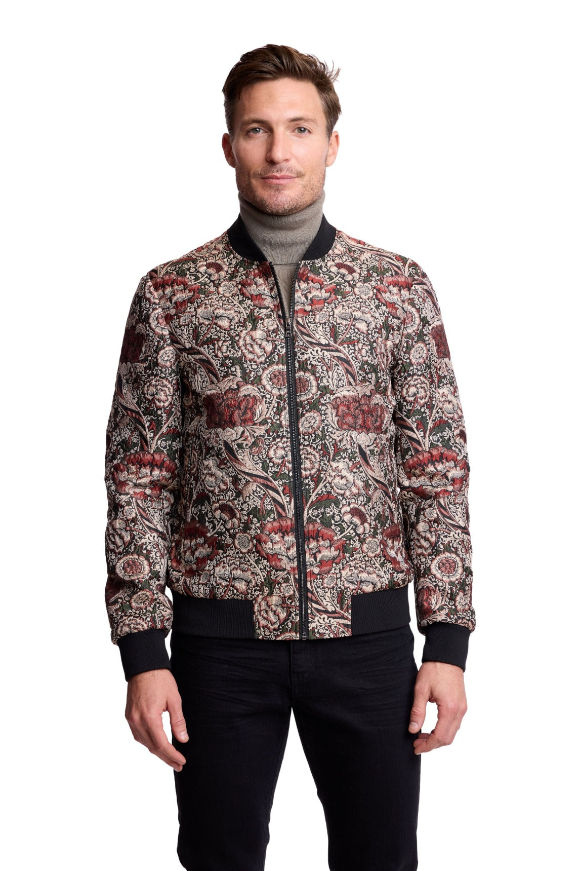 Hyde Bomber Jacket - Dark Green & Burgundy Multi