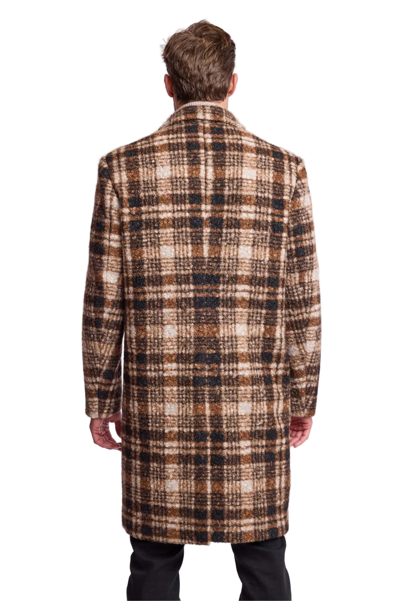 Slash Pocket Overcoat - slim - Chocolate Swirl Check