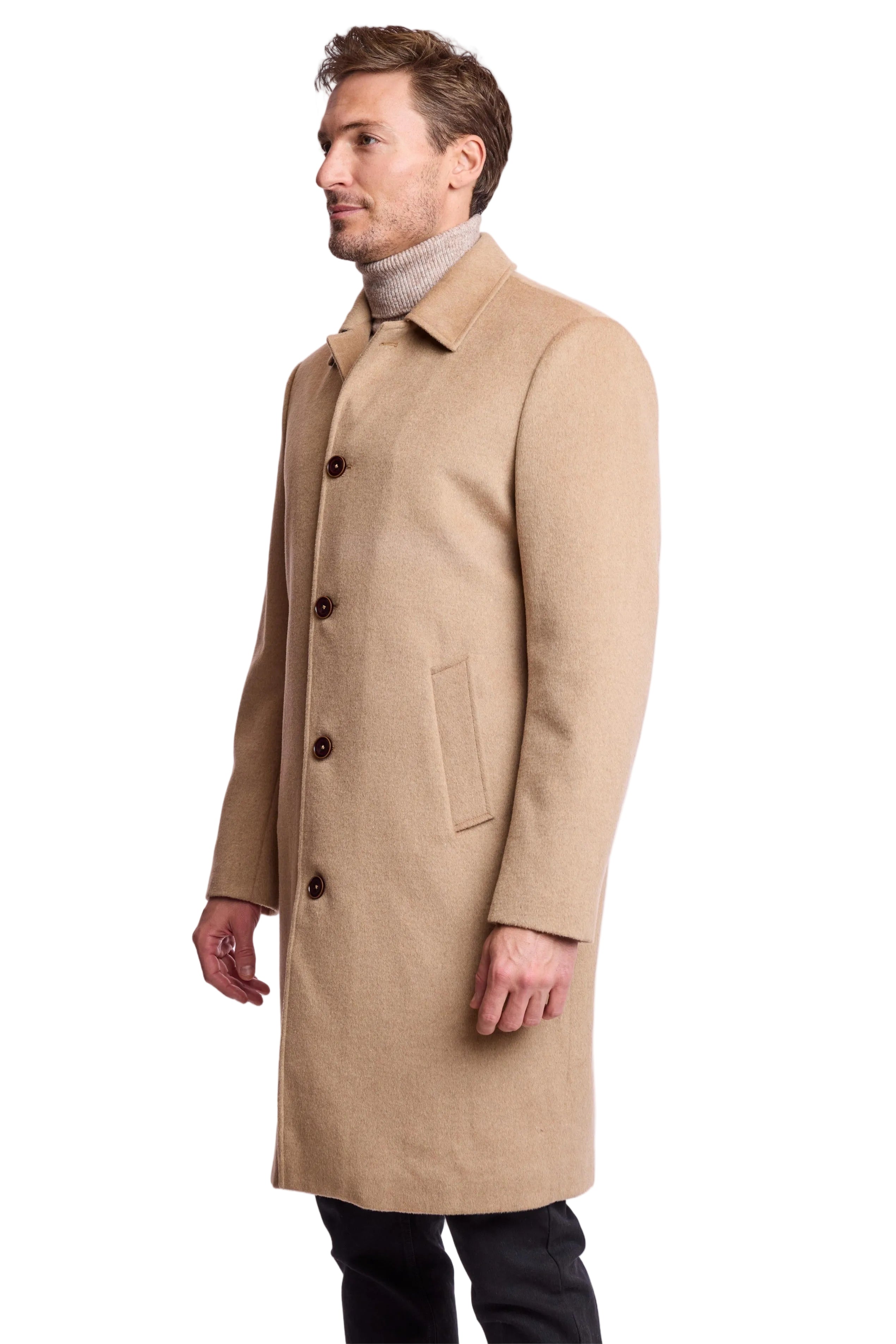Slash Pocket Overcoat - slim - Light Camel