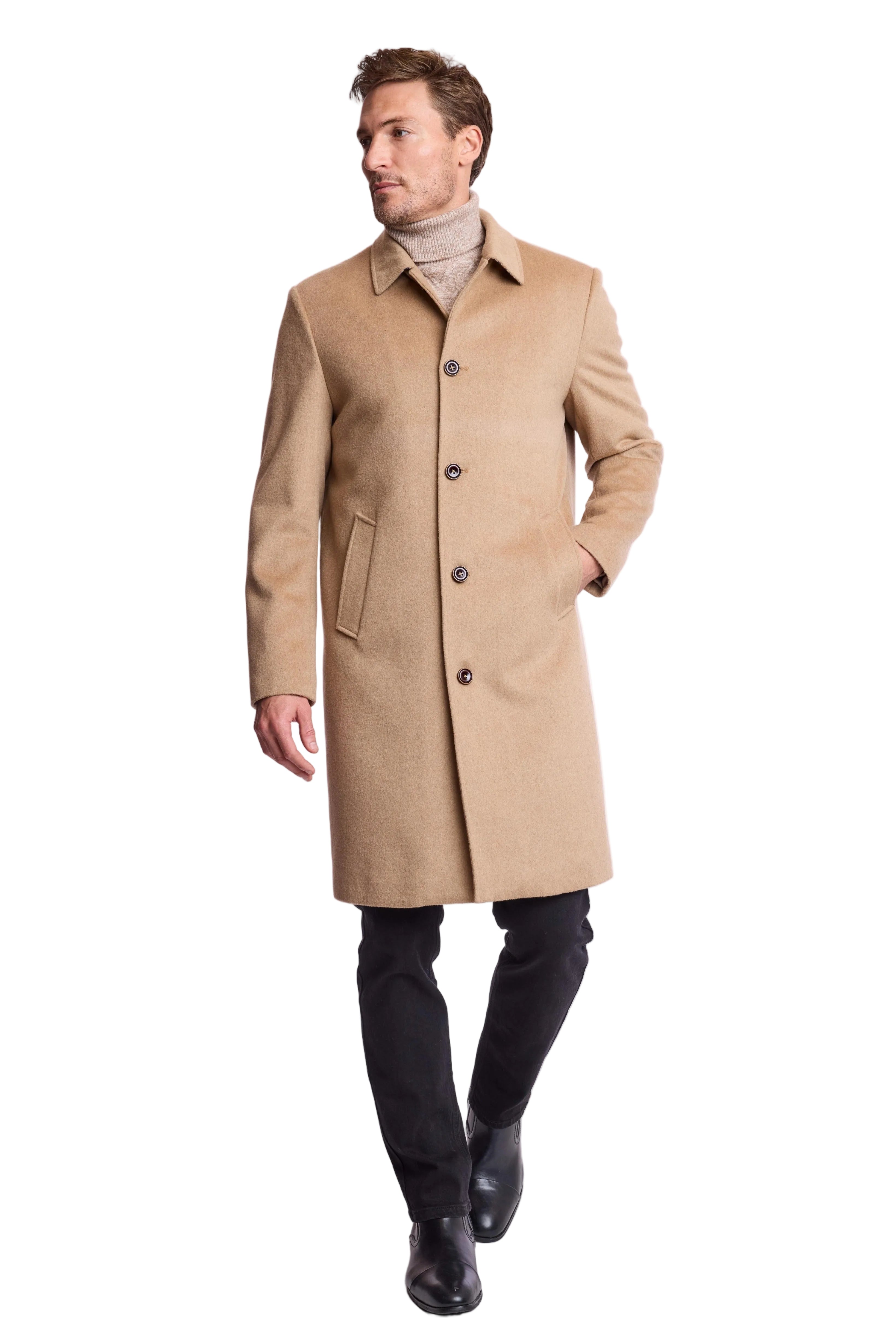 Slash Pocket Overcoat - slim - Light Camel