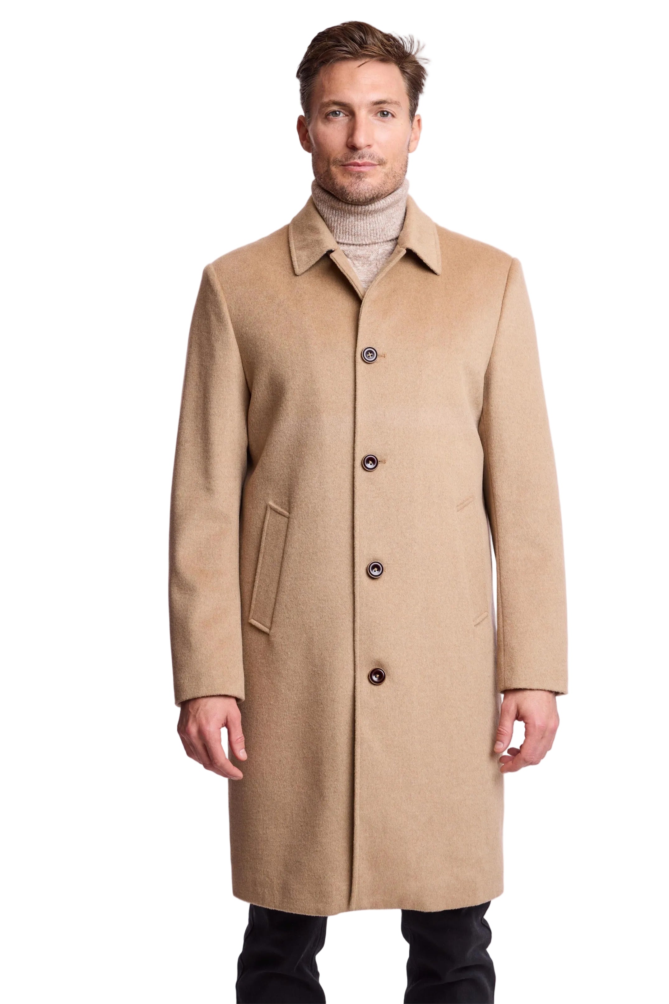 Slash Pocket Overcoat - slim - Light Camel