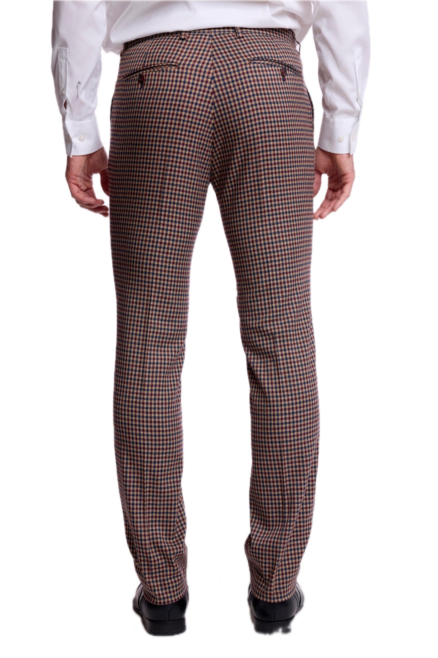 Downing Pants - slim - Burgundy Navy Tan Fall Gingham