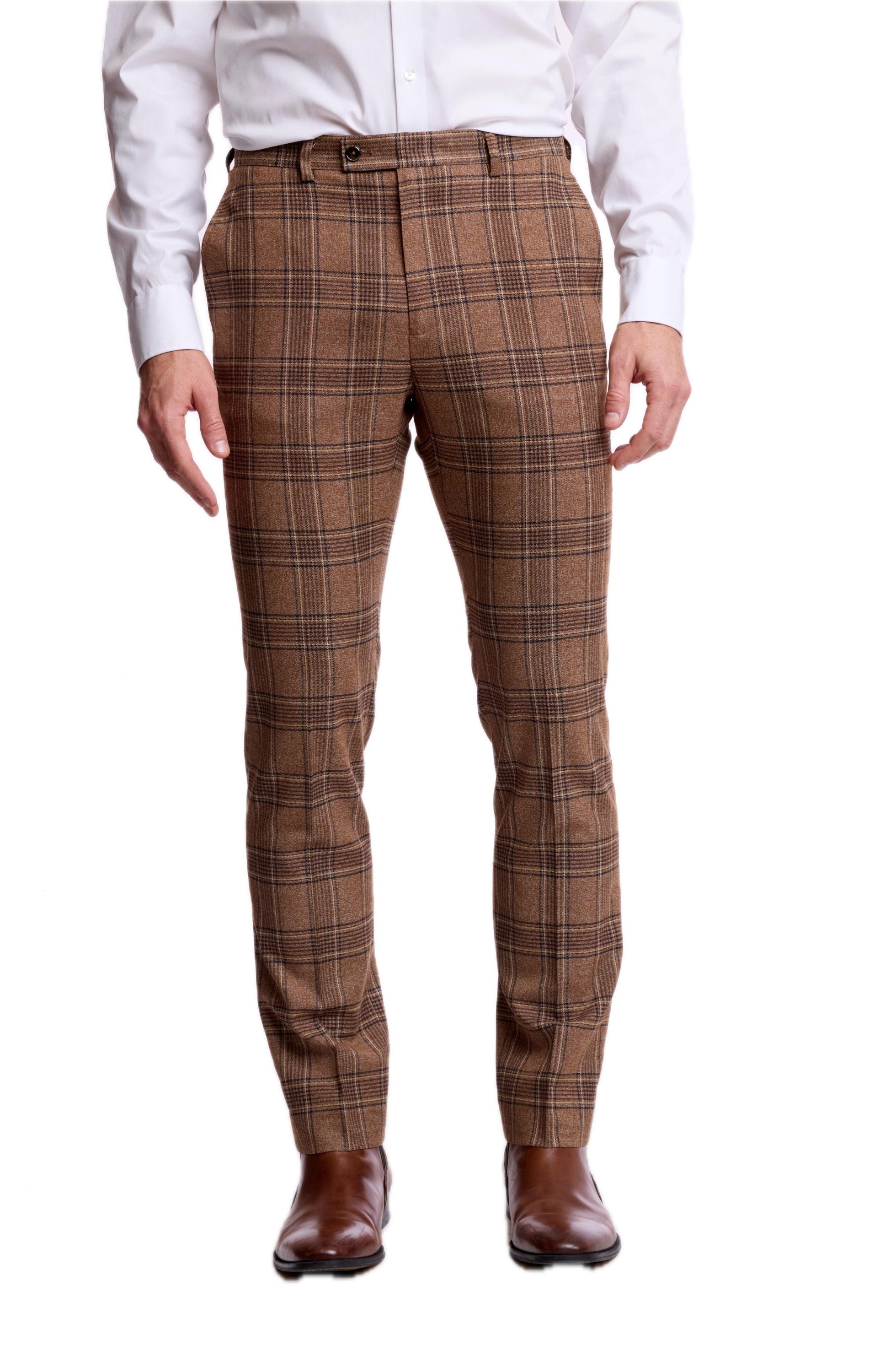 Downing Pants - slim - Brown Tan Plaid