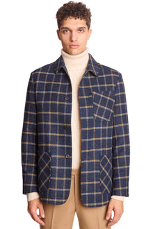  New City Button Up Jacket - Blue Mustard White Windowpane