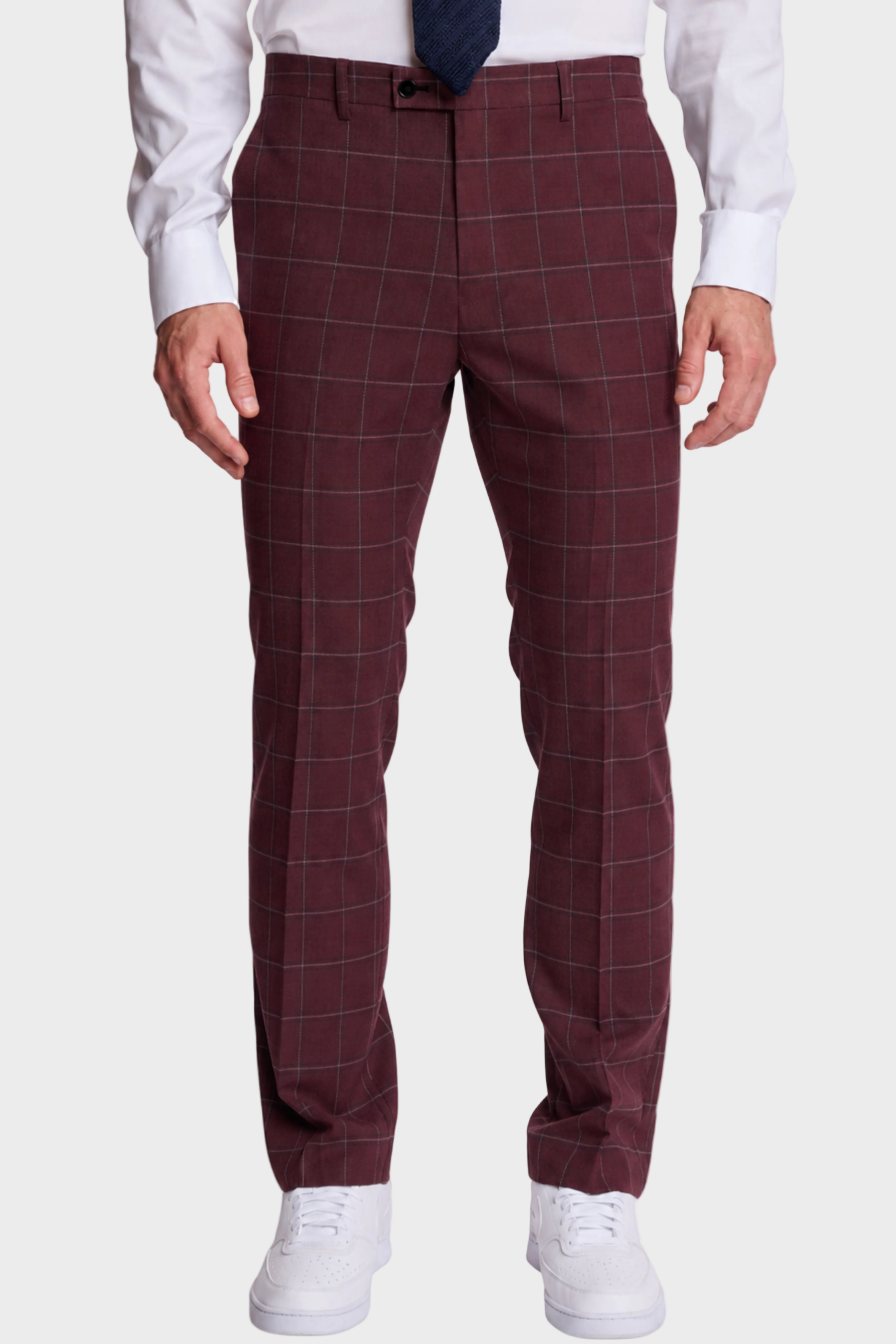 Downing Pants - slim - Dark Burgundy Windowpane