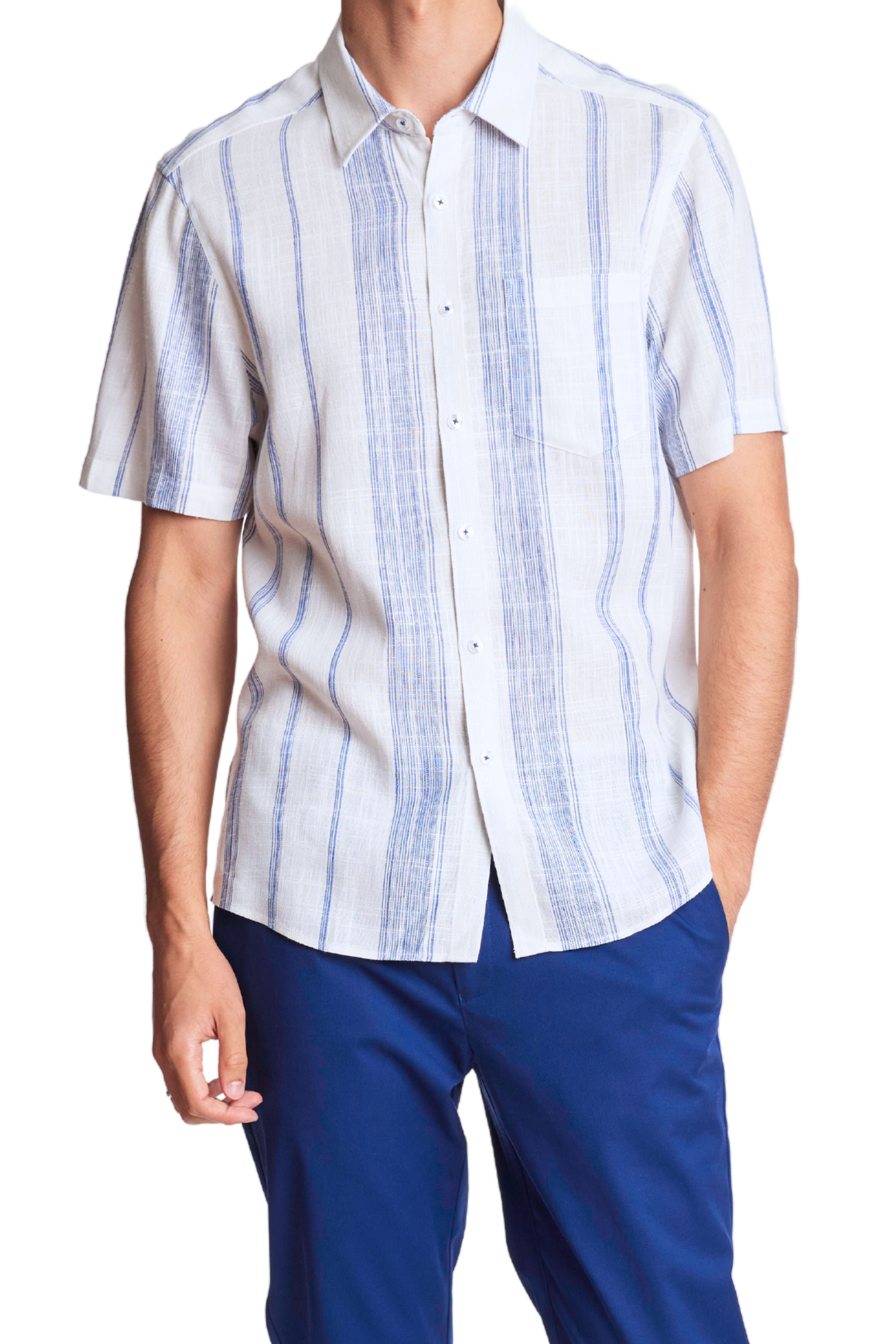 Soleil S/S Shirt - White & Blue Variegated