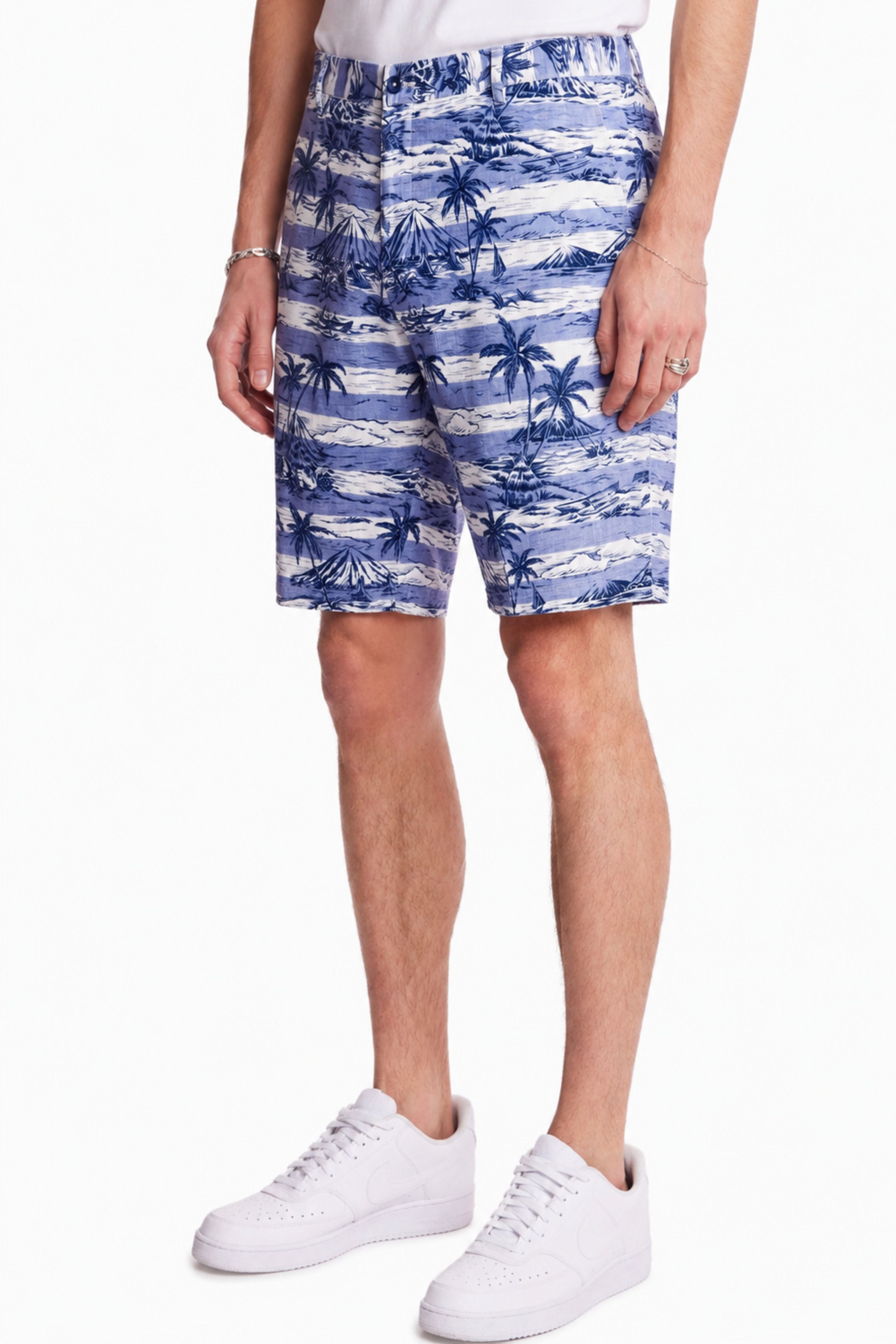 Felix Shorts - slim - Indigo Palms Stripe