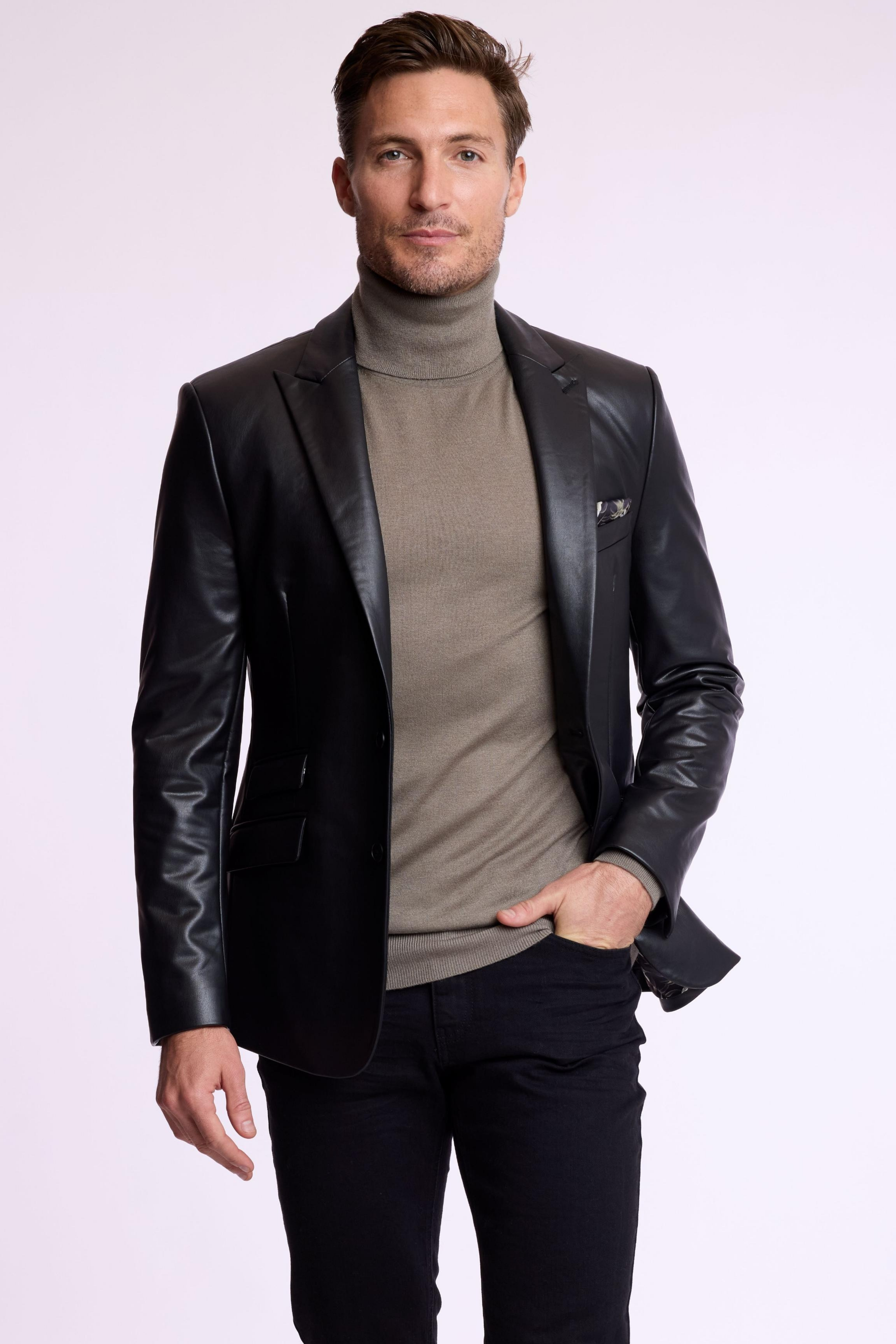 Ashton Peak Sportswear Blazer - Black Vegan Leather