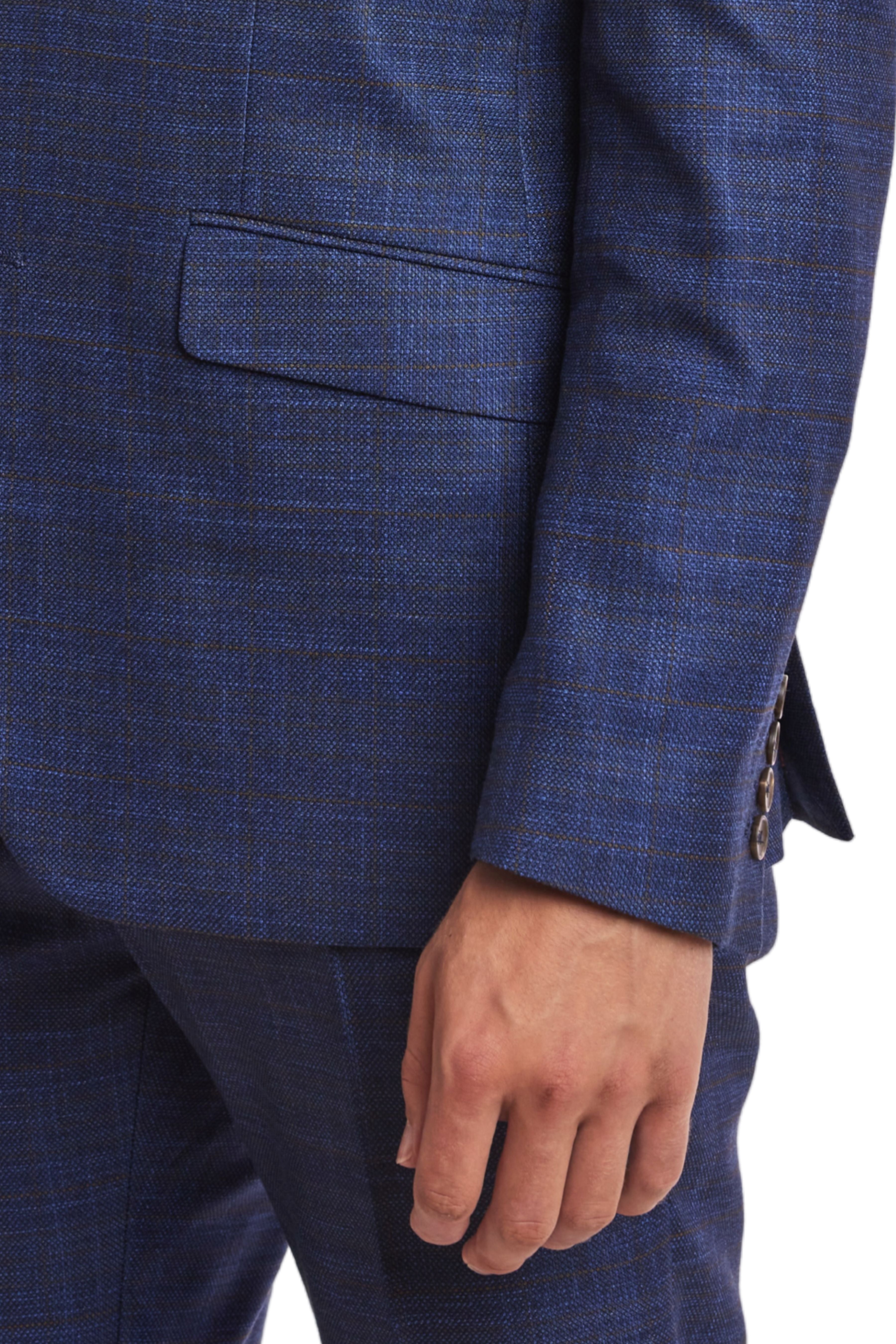 Ashton Peak Jacket  - slim - Blue Cognac Check