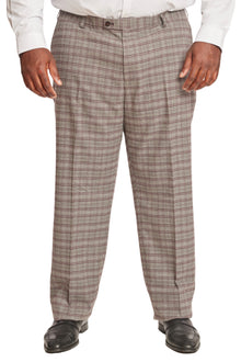  Big & Tall Downing Pants - Grey Burgundy Check