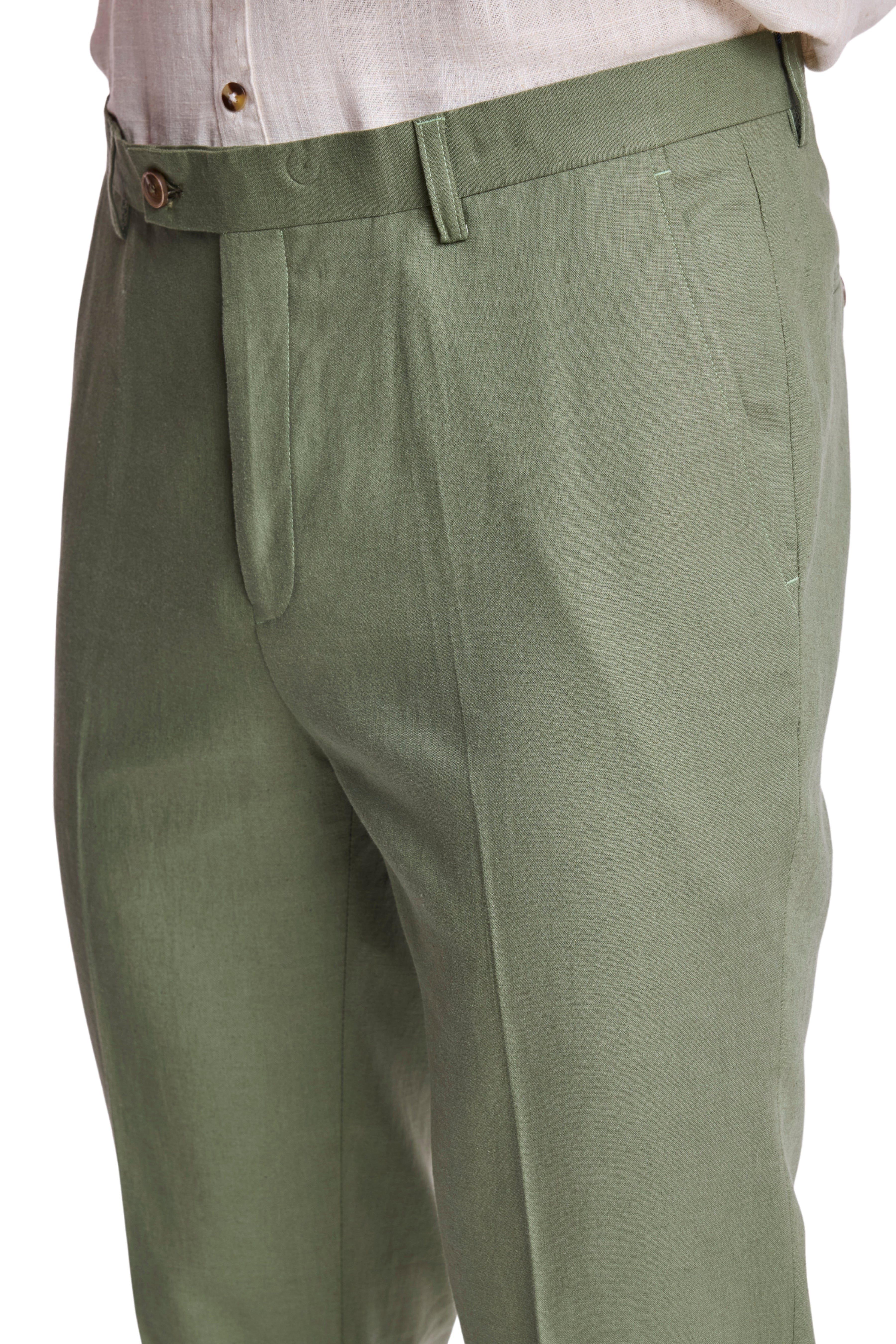 Downing Pants - slim - Olivine Green Linen