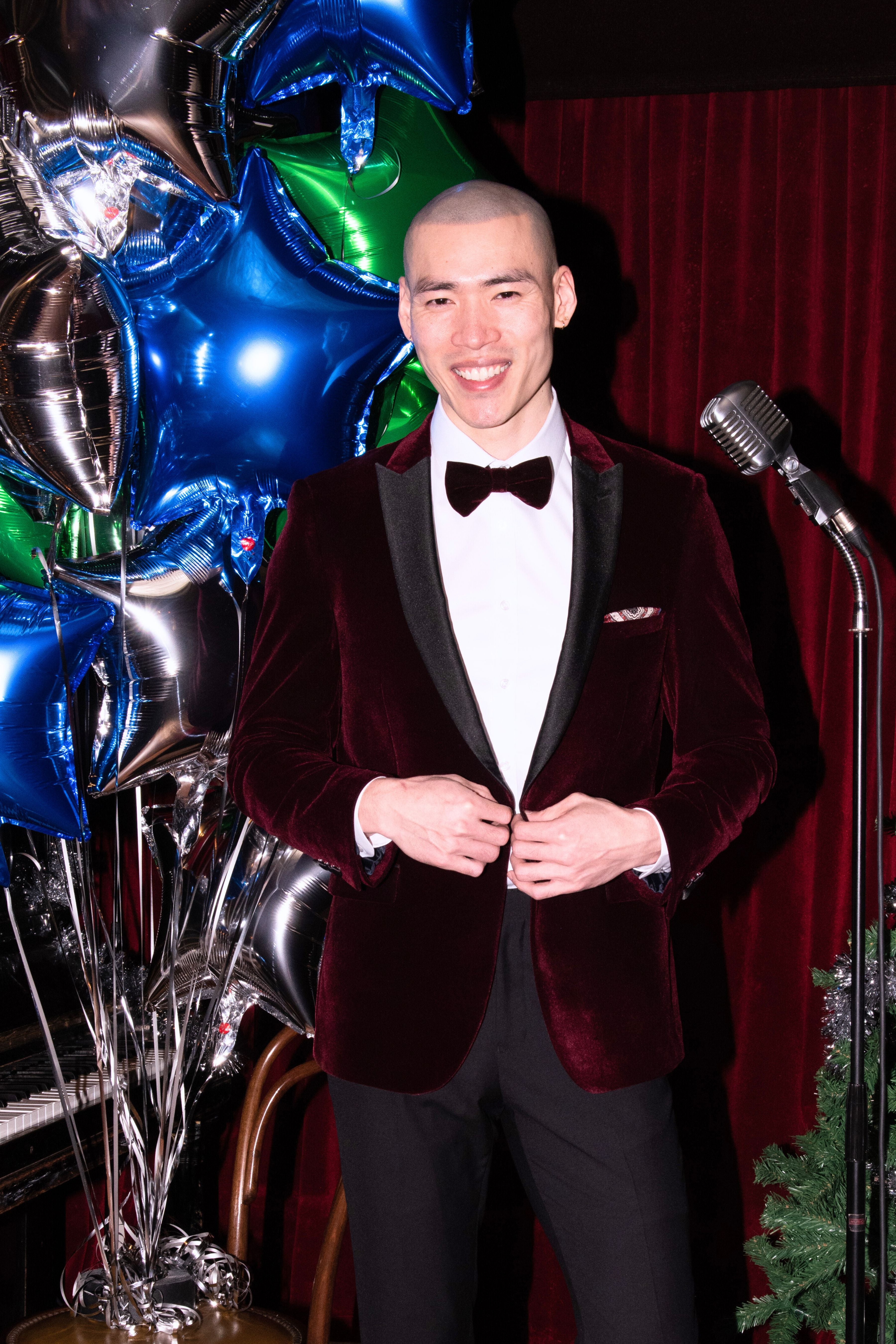 Grosvenor Peak Tux Jacket - slim - Rich Burgundy Velvet