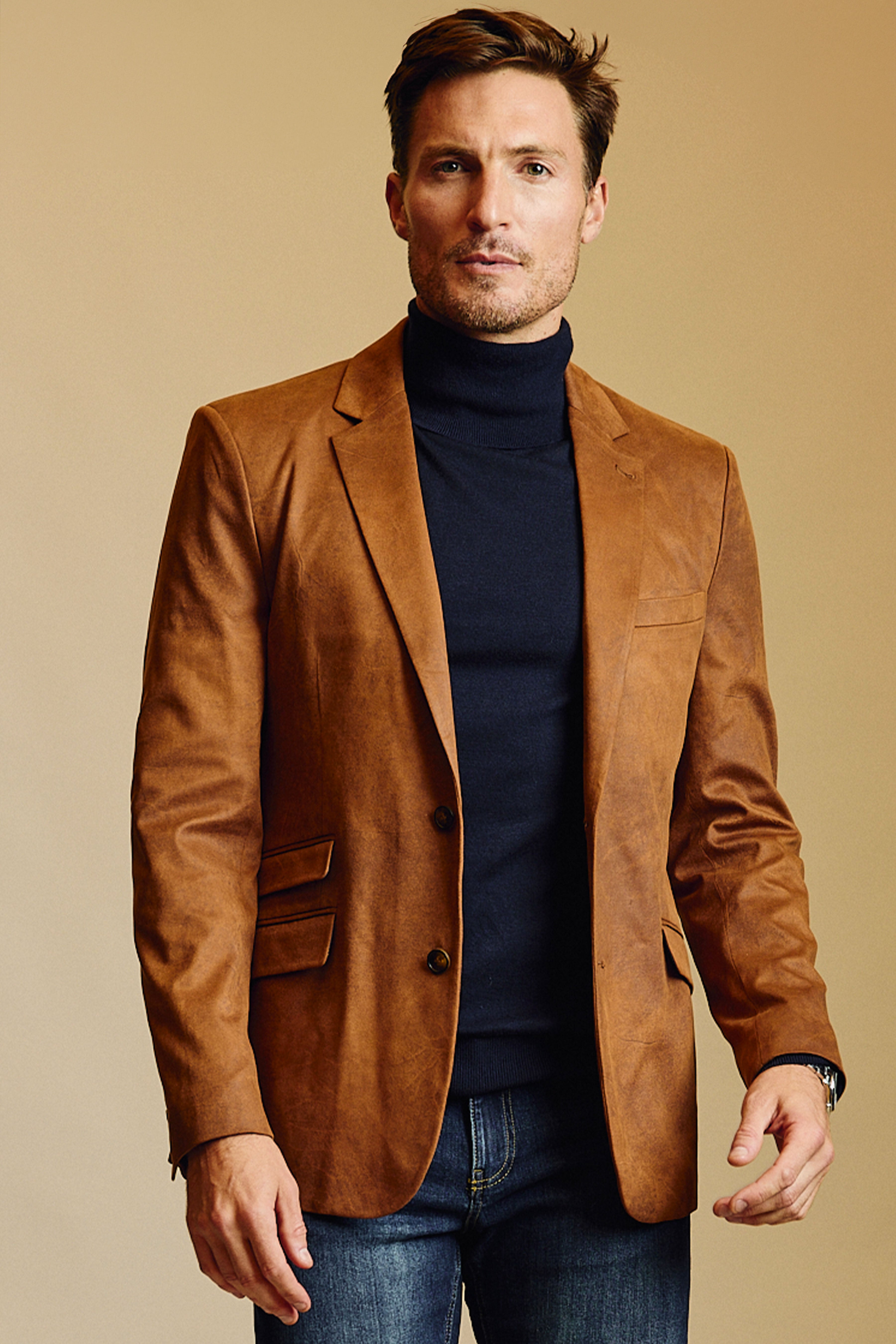 Notch Sports Jacket - Brown Caramel Vegan Leather