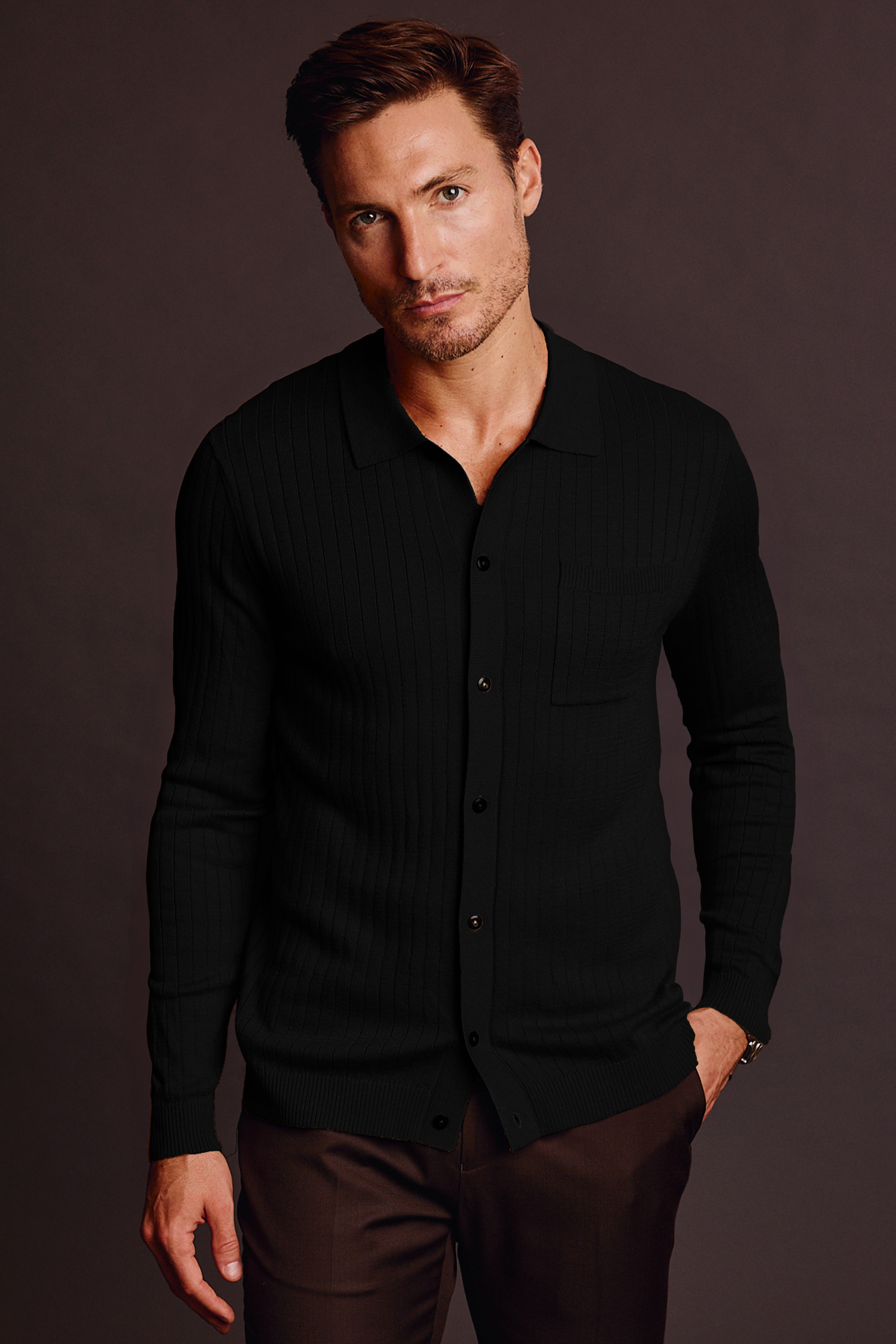Full Placket Polo - Black Onyx
