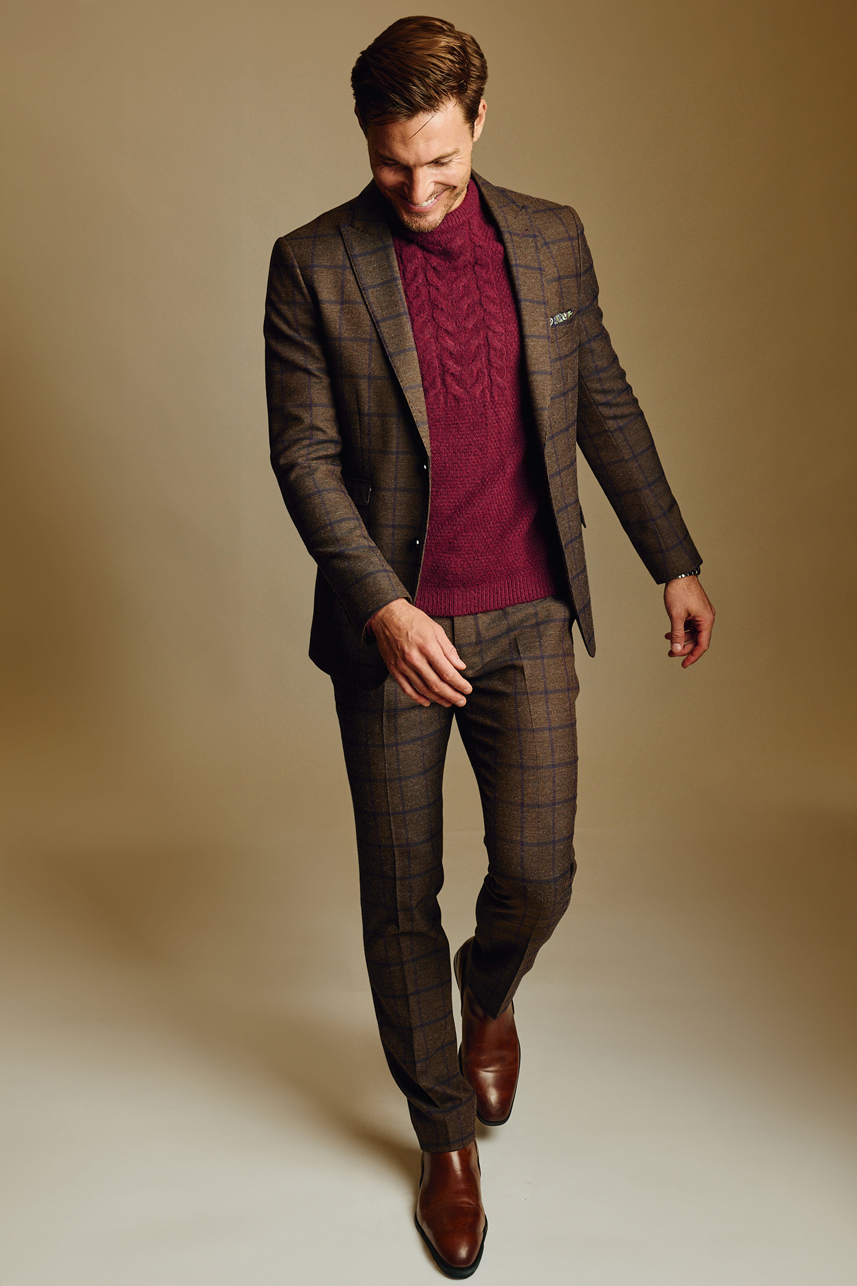 Ashton Peak Jacket - slim - Brown & Violet Windowpane