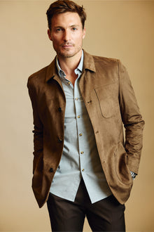  New City Button Up Jacket - Dark Brown Microsuede