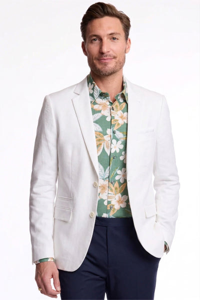Dover Notch Jacket - slim - White Linen – Paisley & Gray