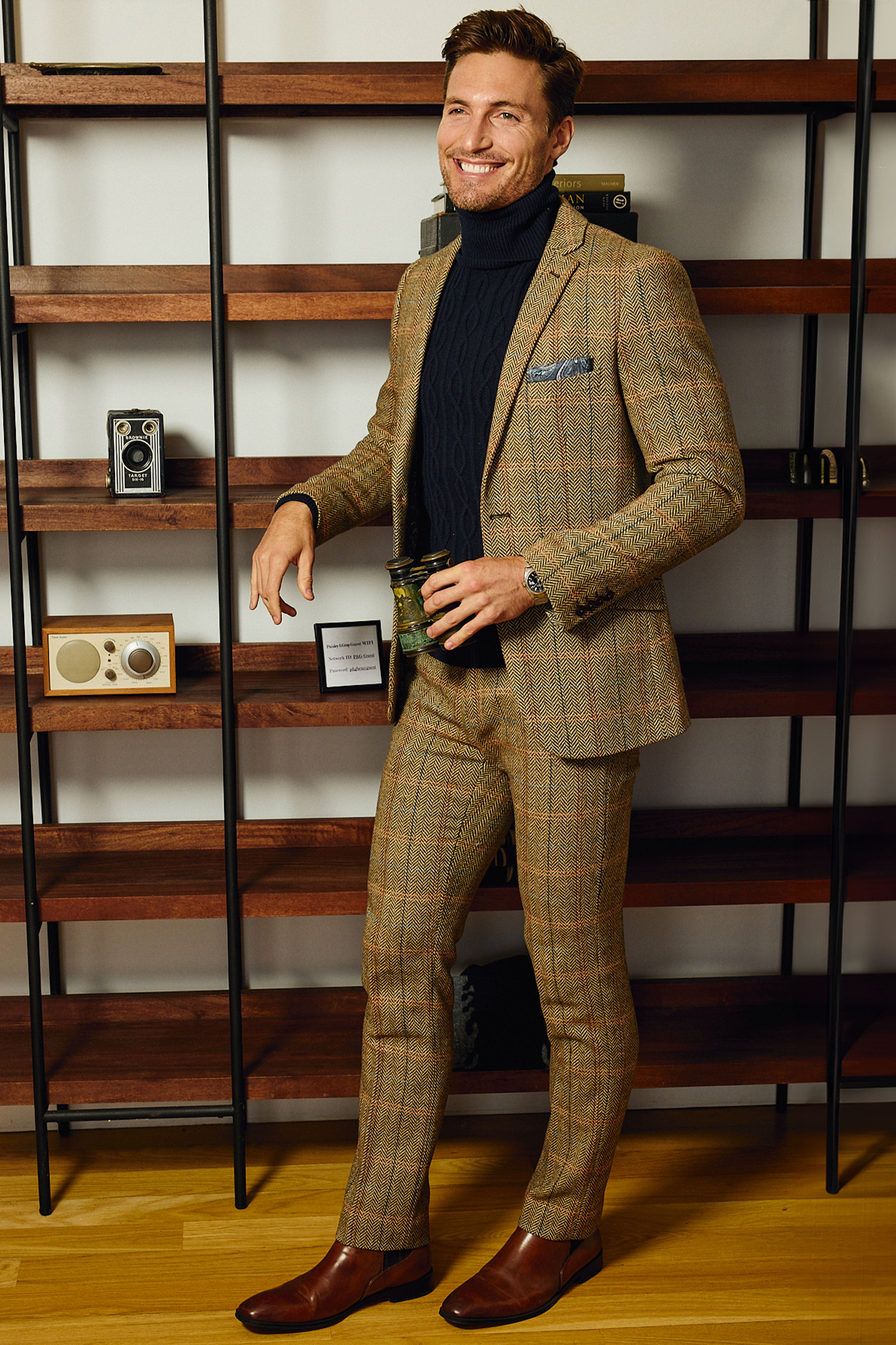 Dover Notch Jacket - slim - Brown Orange Multi Herringbone