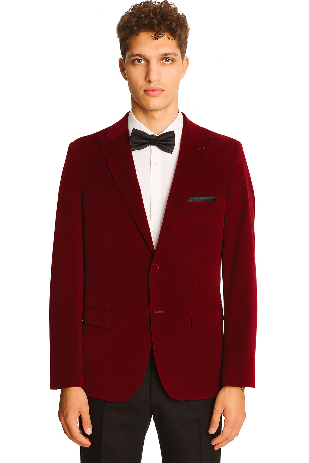 Kyle Big Peak Tux Jacket - slim - Bordeaux Velvet