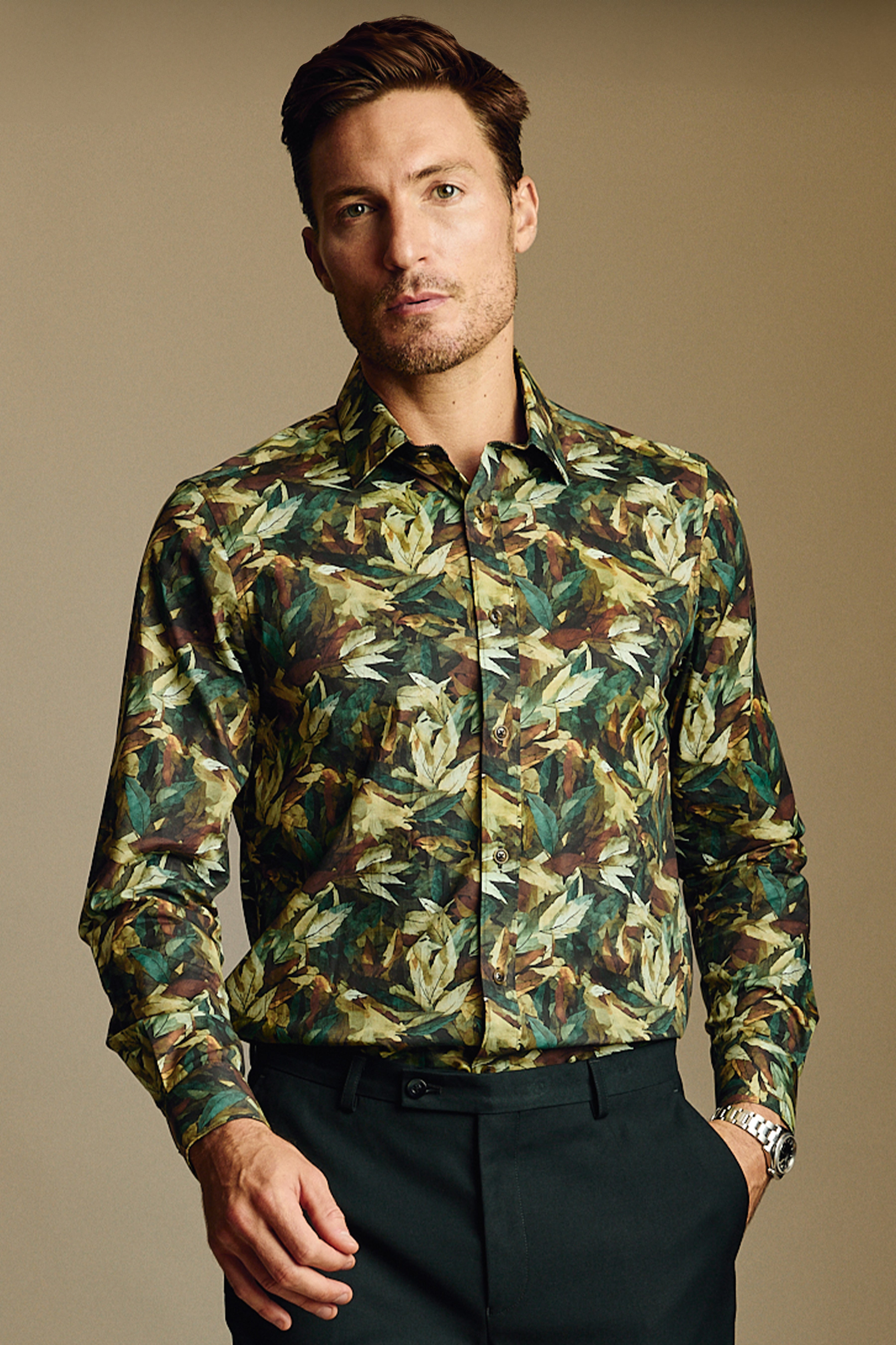 Samuel Spread Collar Shirt - Autumn Leaves