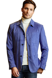  City 3 Patch Pocket Jacket - slim - Blue Mercury Microsuede