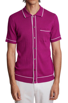  Full Placket Tipped Polo - Magenta