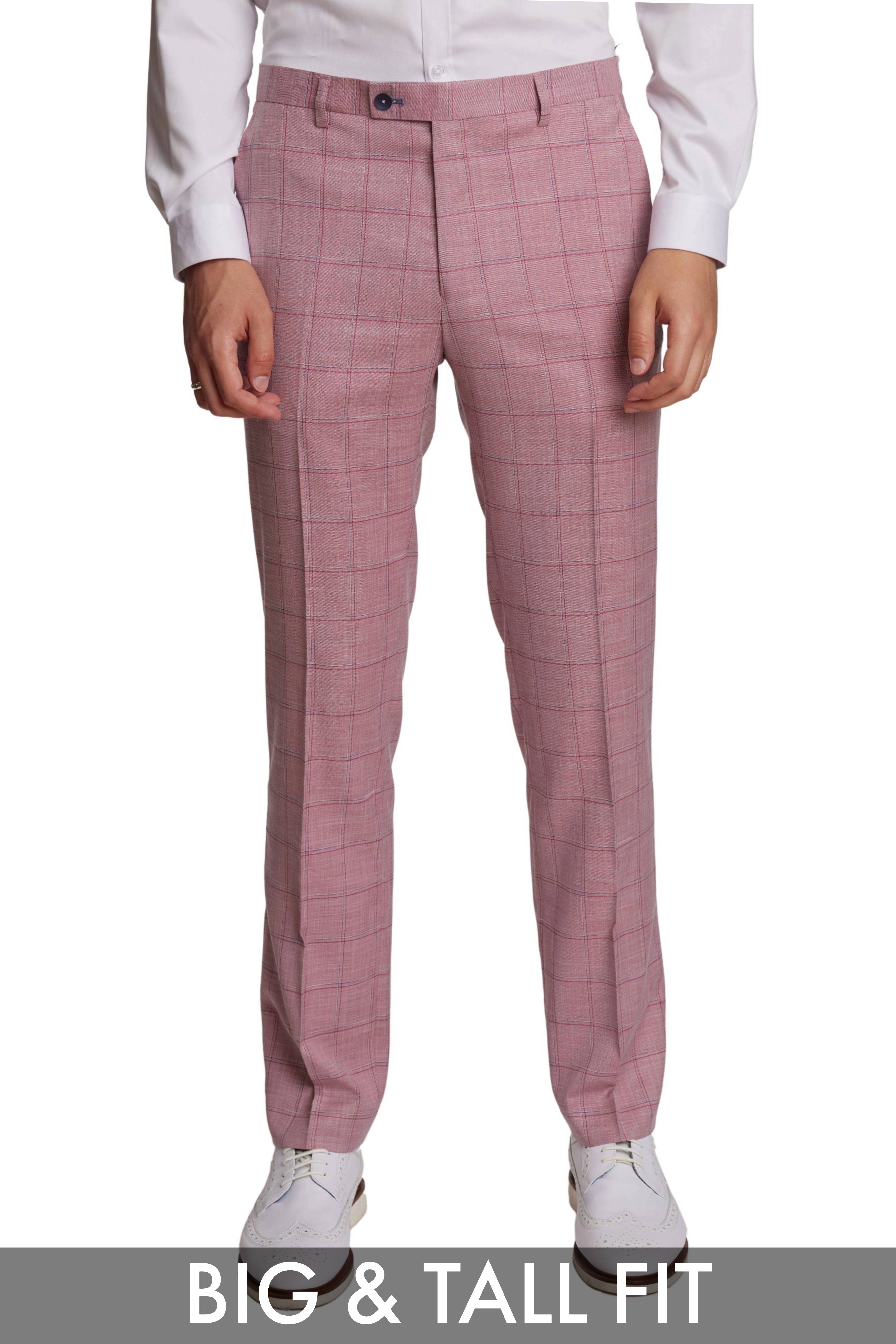 Big & Tall Downing Pants - Pink Double Check