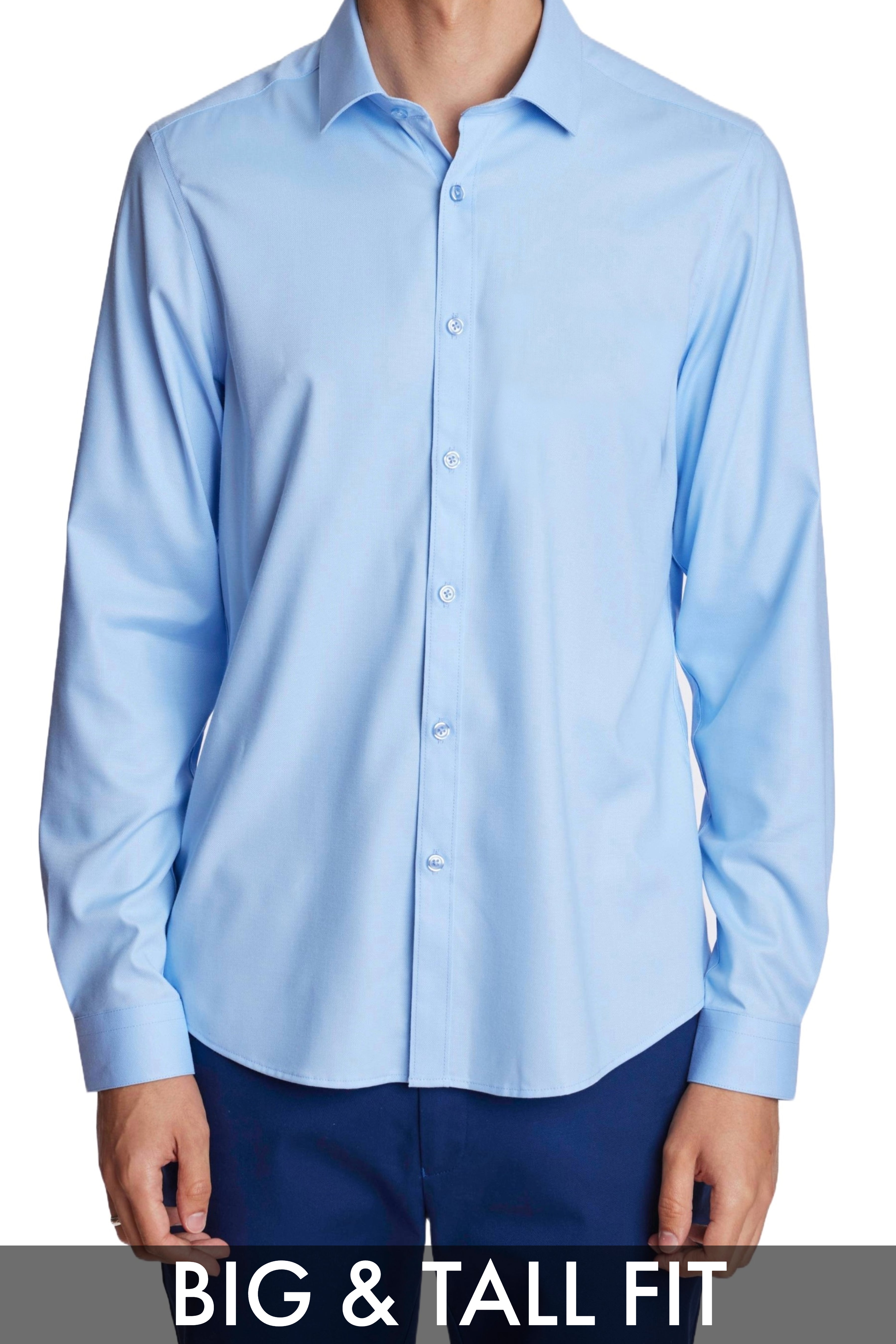 Big & Tall Samuel Spread Collar Shirt - Baby Blue