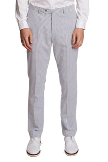  Downing Pants - slim - Grey & Wht Seersucker Stripes