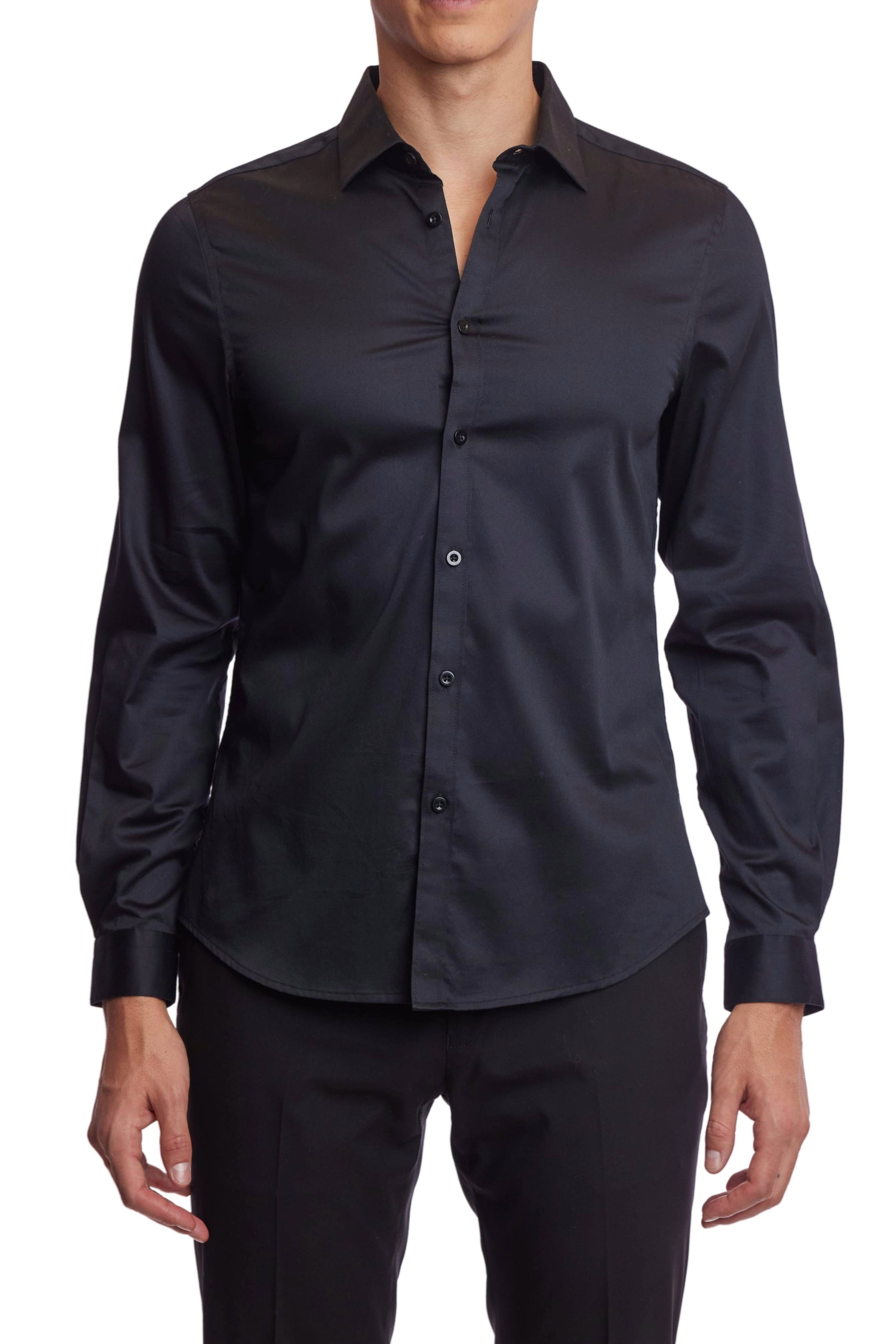 Samuel Spread Collar Shirt - Coal Black